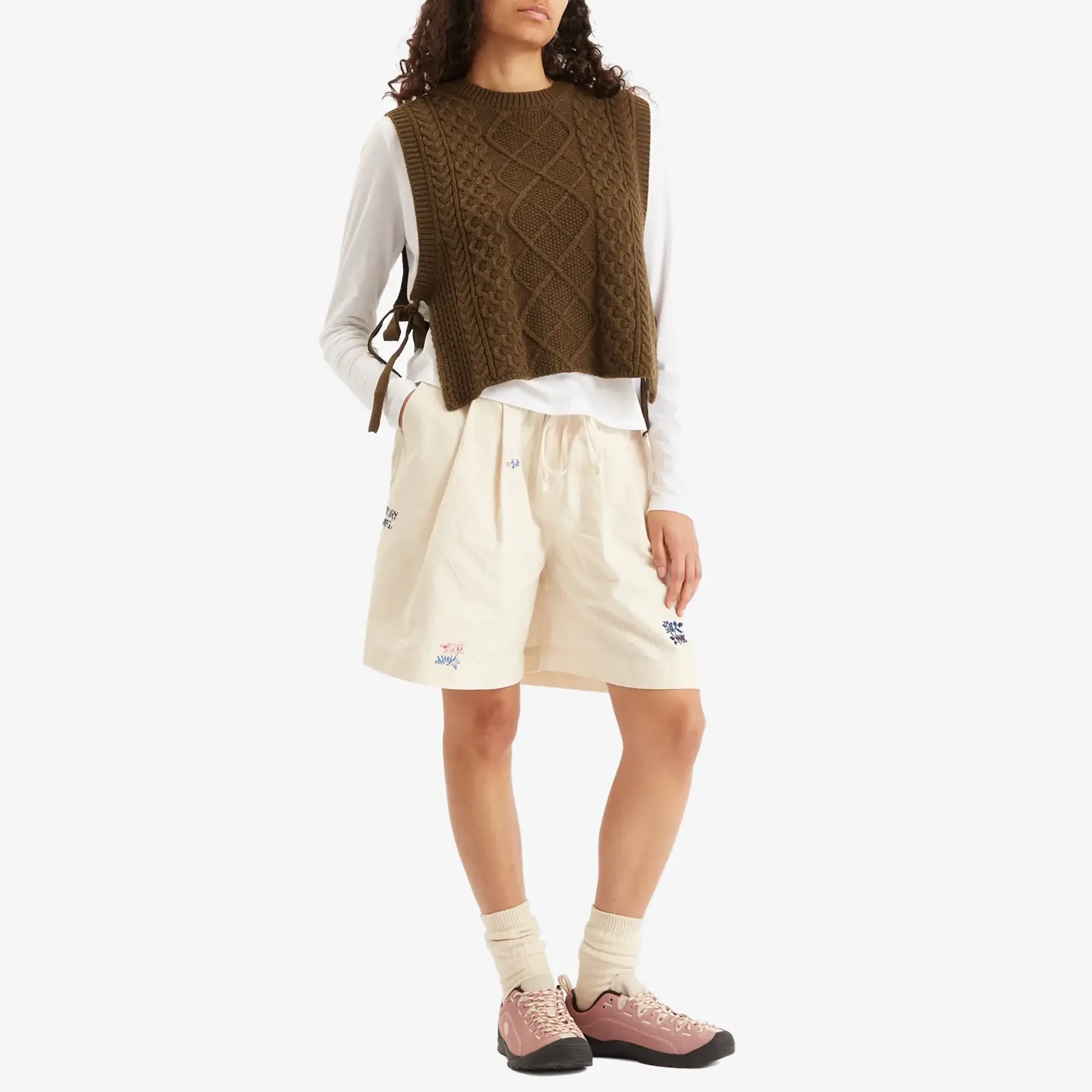 Story mfg. Women's Bridge Shorts Ecru Interrupted