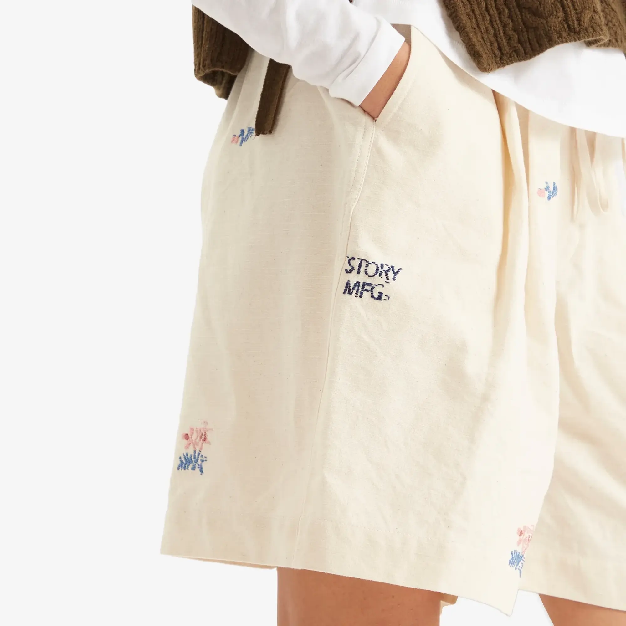 Story mfg. Women's Bridge Shorts Ecru Interrupted
