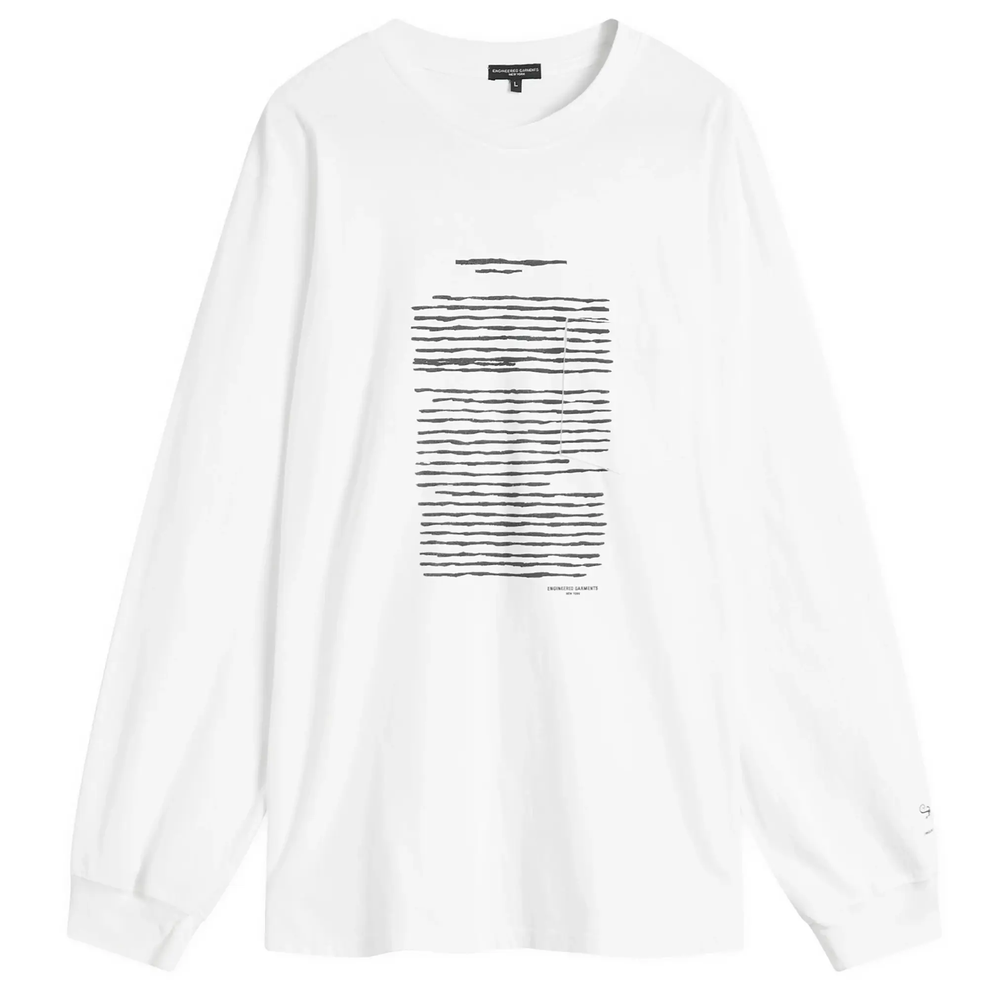 Engineered Garments Men's Printed Cross Long Sleeve T-Shirt White