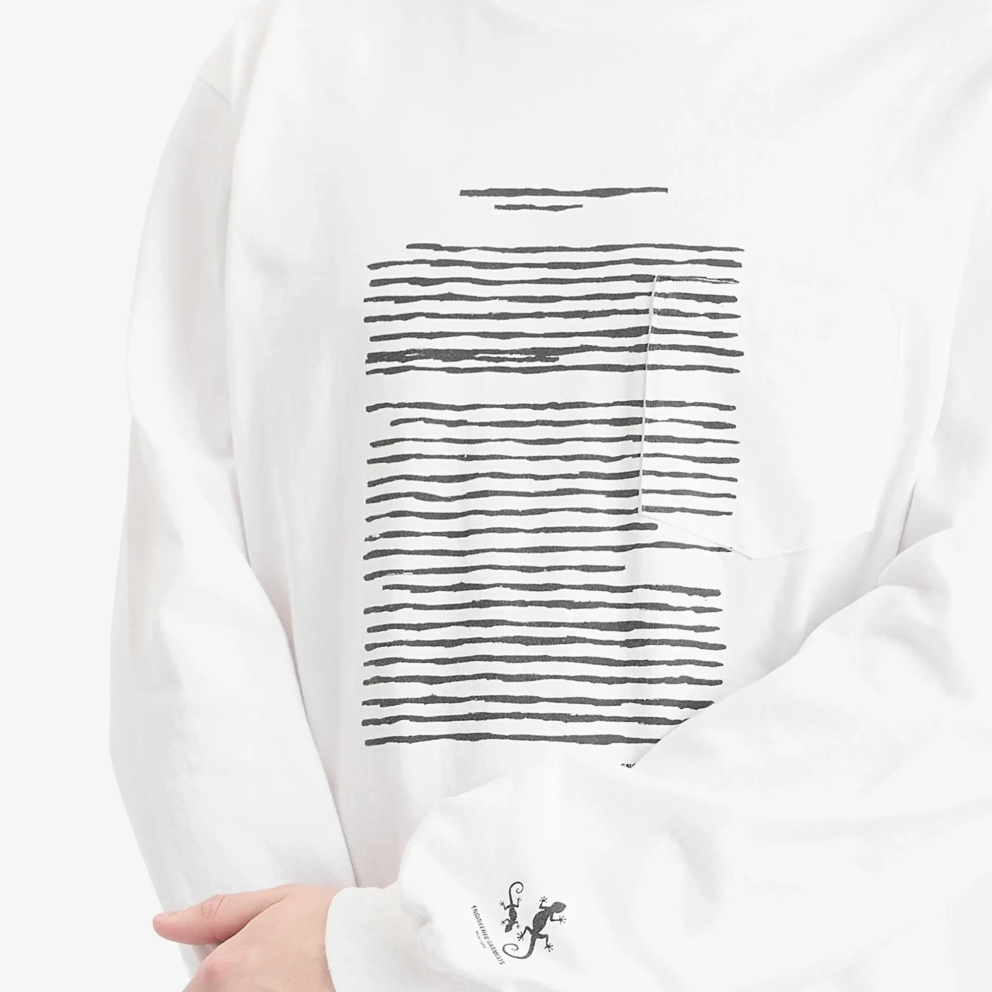 Engineered Garments Men's Printed Cross Long Sleeve T-Shirt White