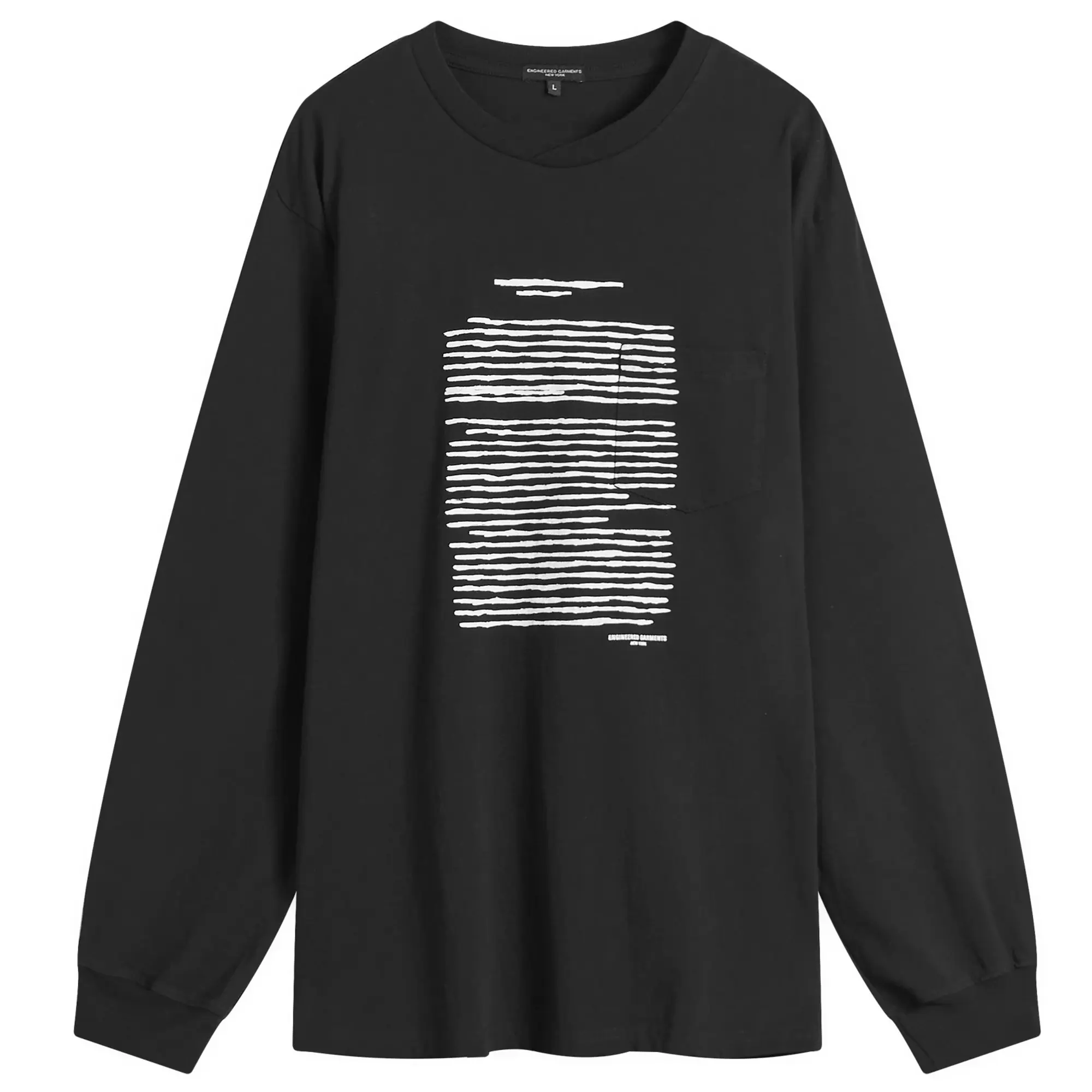 Engineered Garments Men's Printed Cross Long Sleeve T-Shirt Black