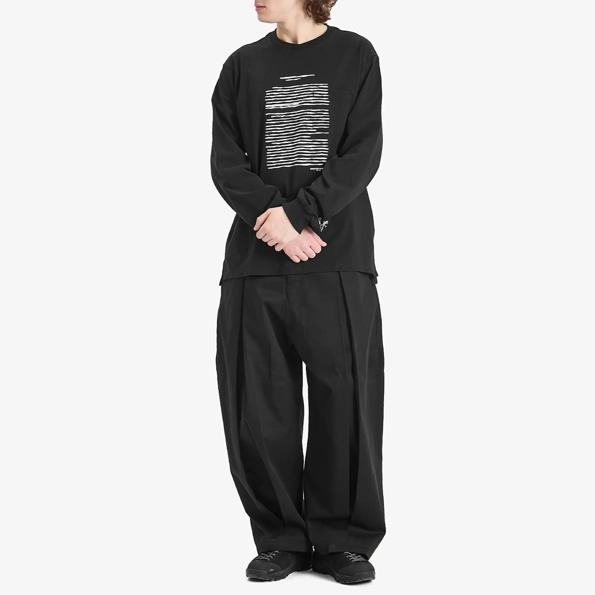 Engineered Garments Men's Printed Cross Long Sleeve T-Shirt Black