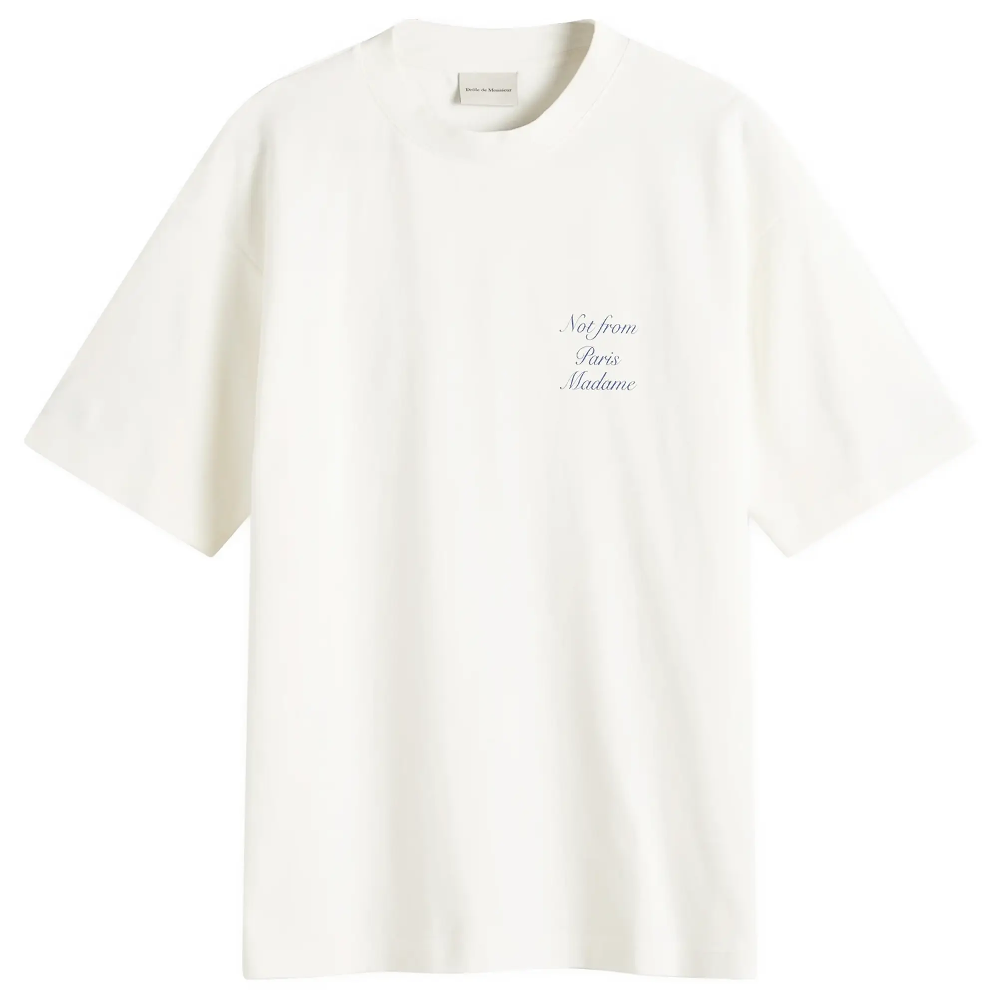 Drôle de Monsieur Men's Cursive Not From Paris Madame Slogan T-Shirt Off White