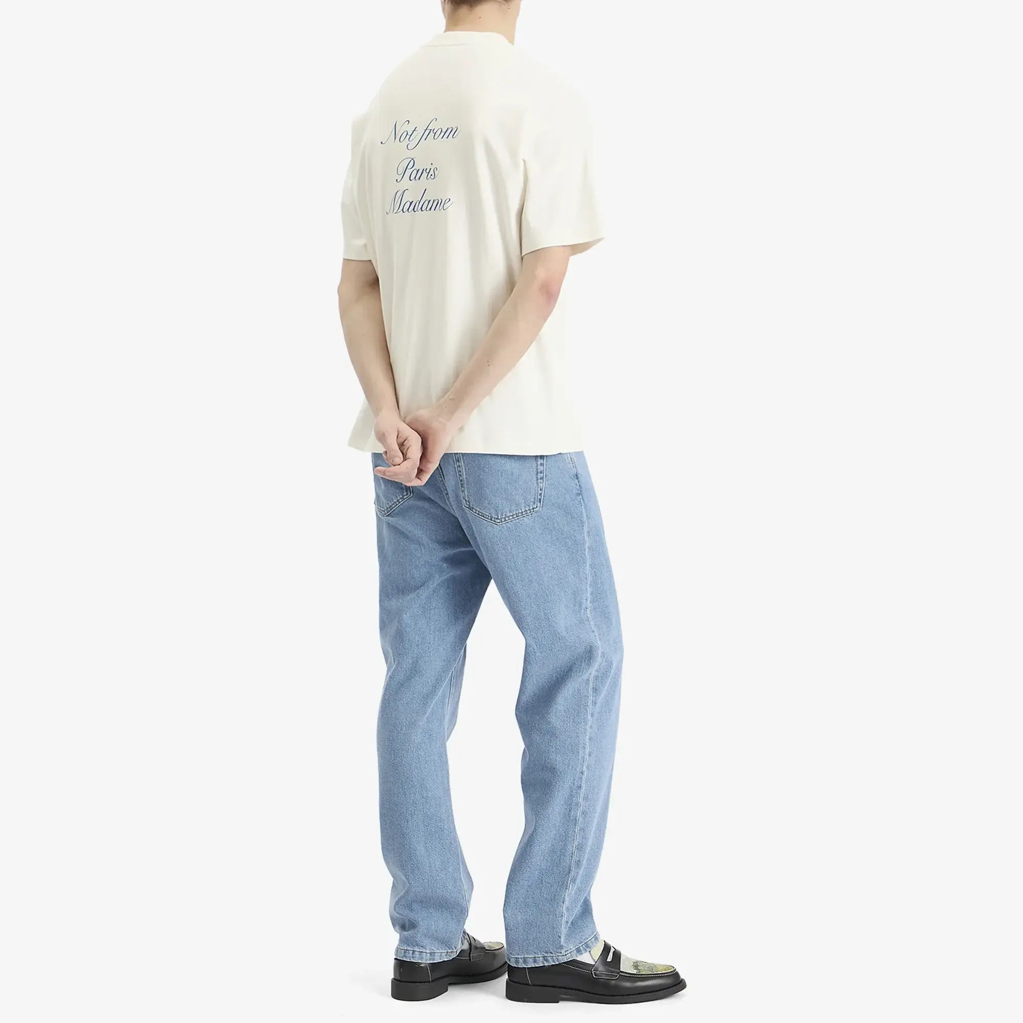Drôle de Monsieur Men's Cursive Not From Paris Madame Slogan T-Shirt Off White