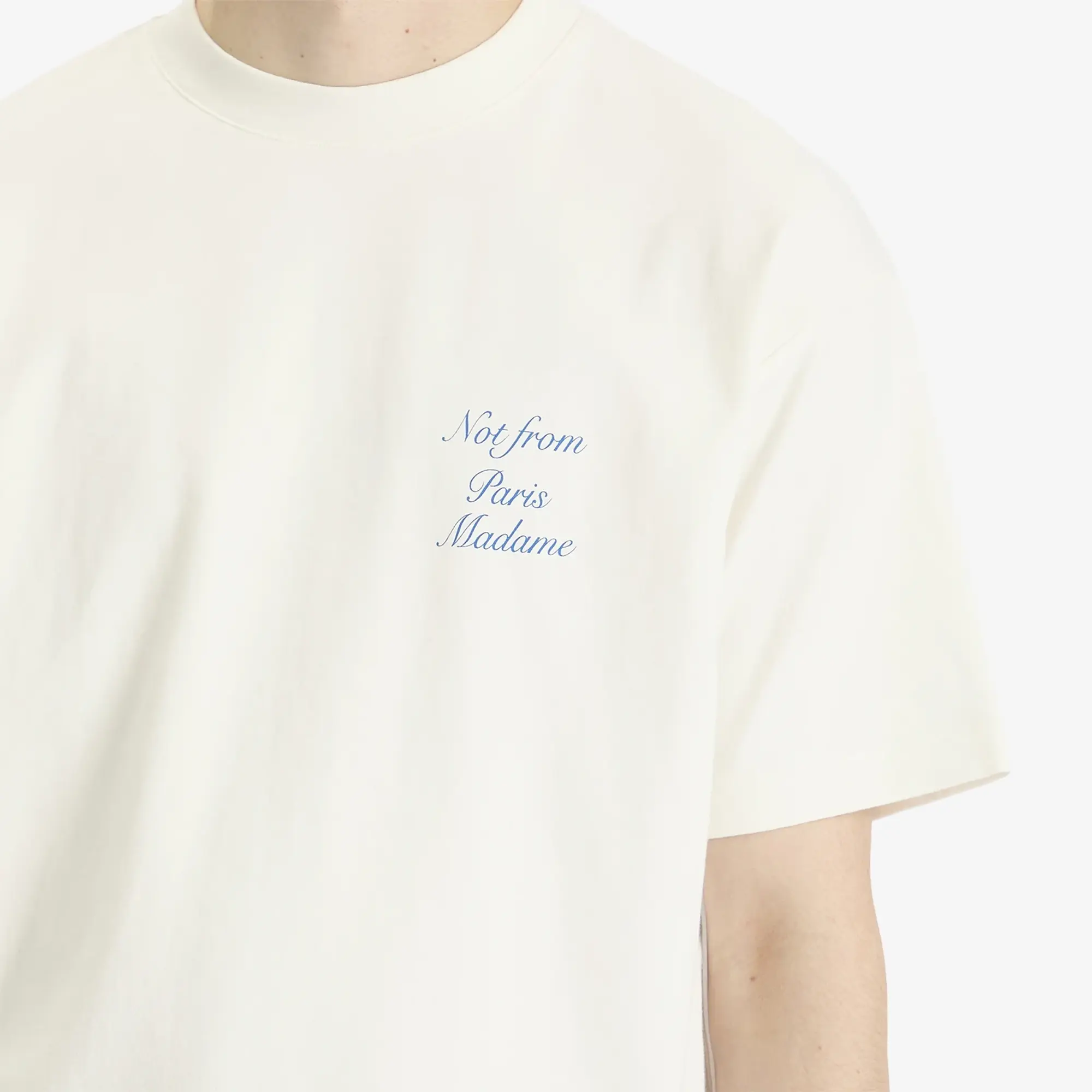 Drôle de Monsieur Men's Cursive Not From Paris Madame Slogan T-Shirt Off White