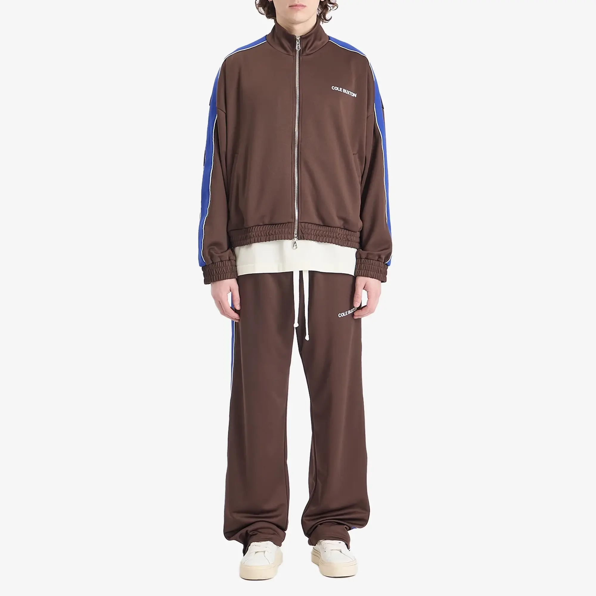 Cole Buxton Men's Contrast Tape Track Jacket Brown/Blue