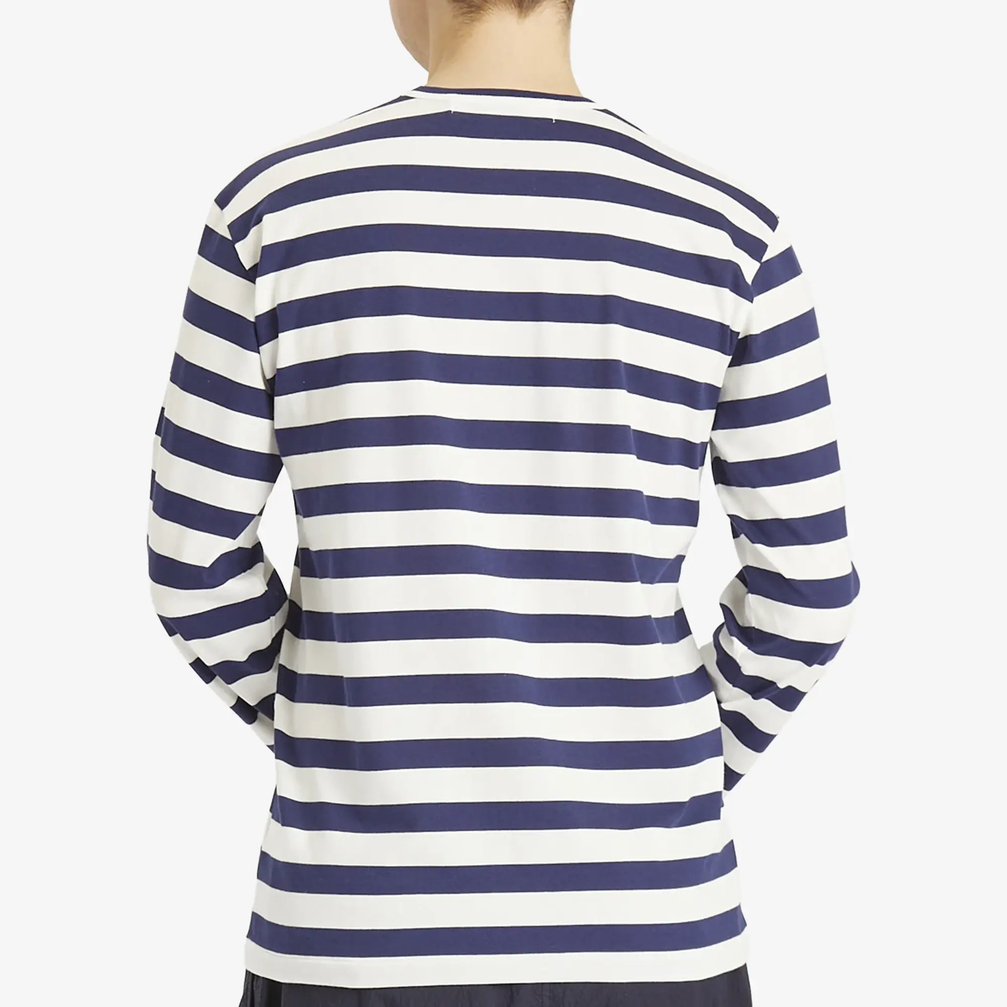 Comme des Garçons Play Men's Studded Heart Long Sleeve T-Shirt Navy