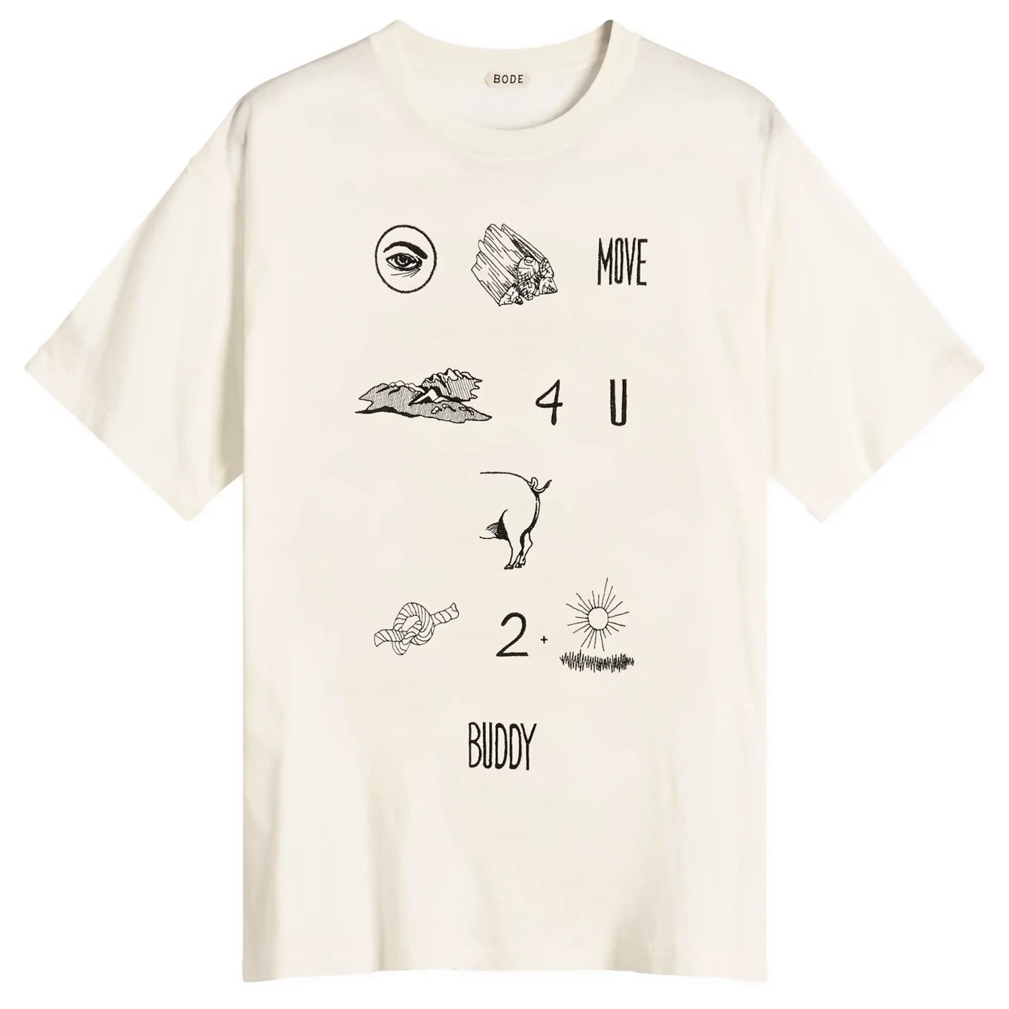 BODE Men's Rebus T-Shirt Cream