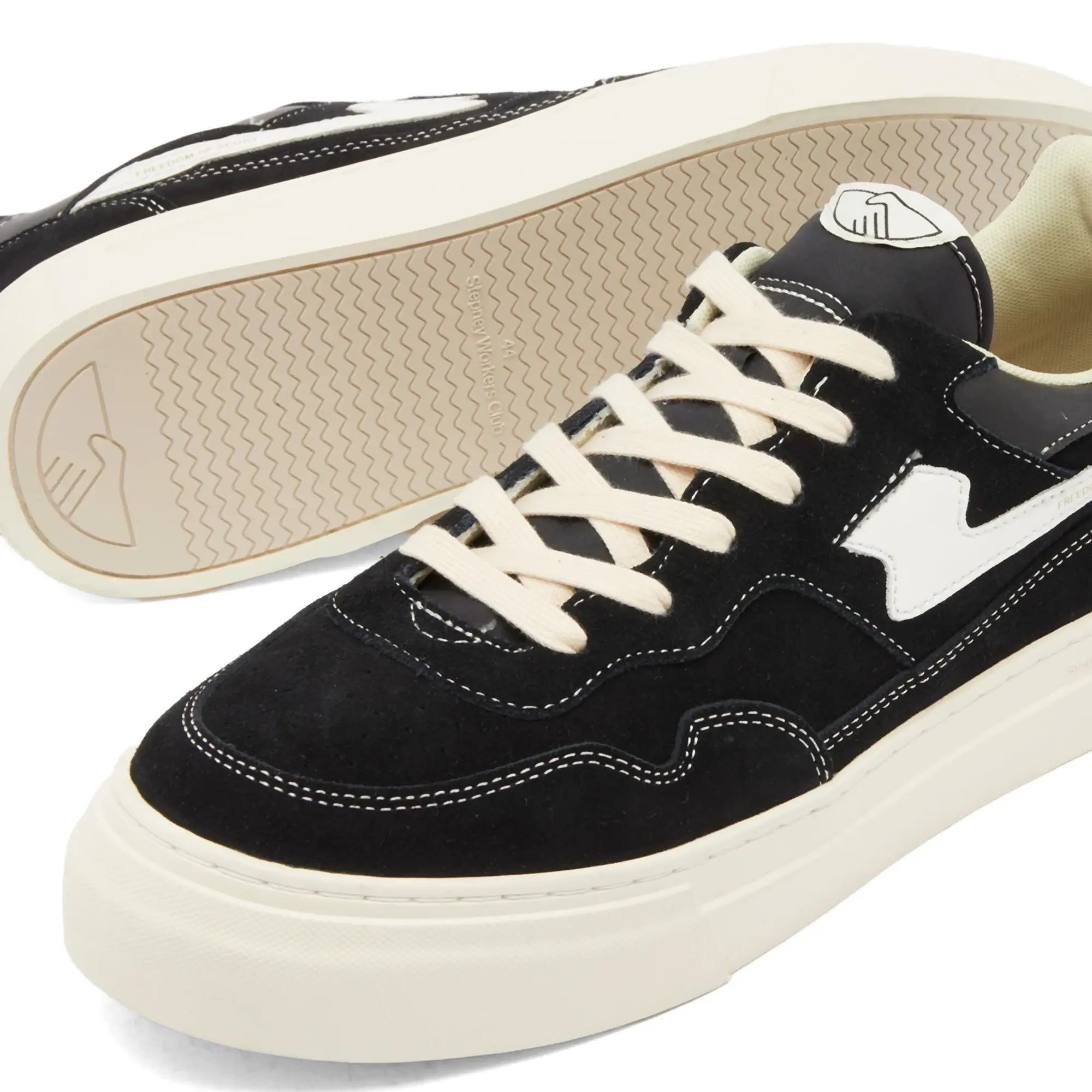 Stepney Workers Club Men's Pearl S-Stike Suede Sneaker Black/White