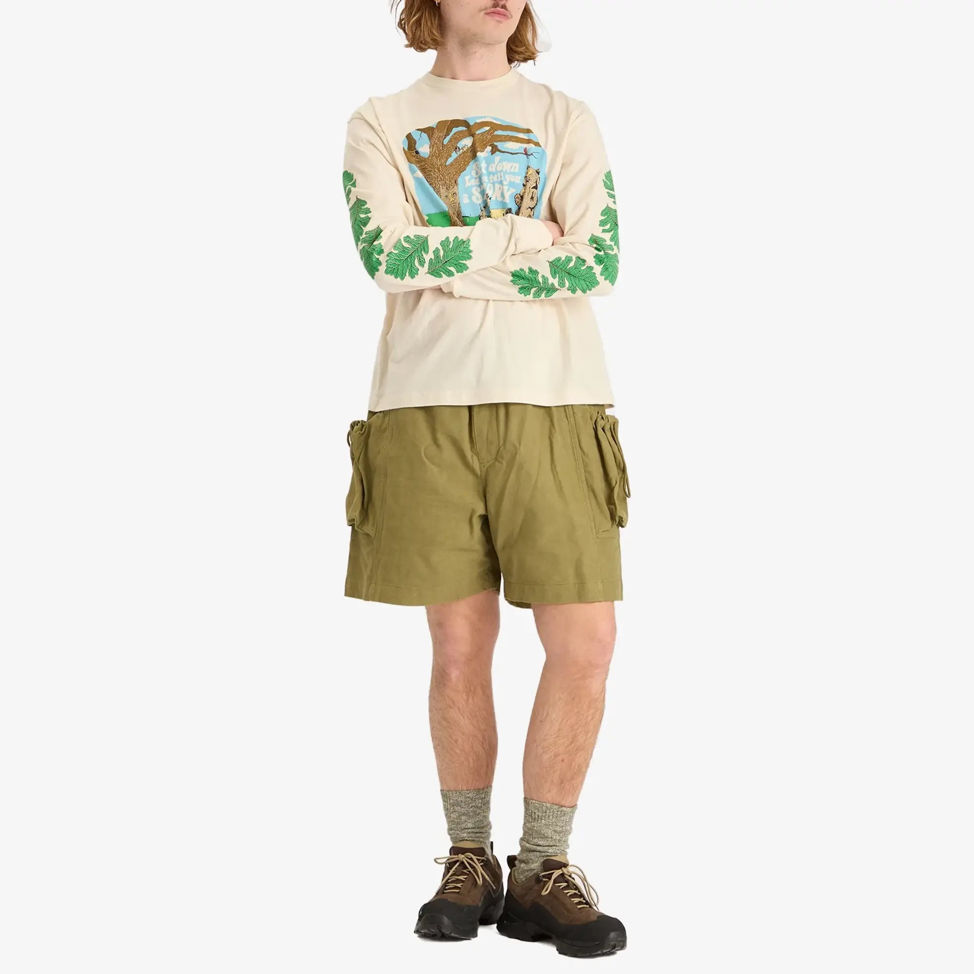 Story mfg. Men's Grateful Long Sleeve T-Shirt Ecru Tree Tales