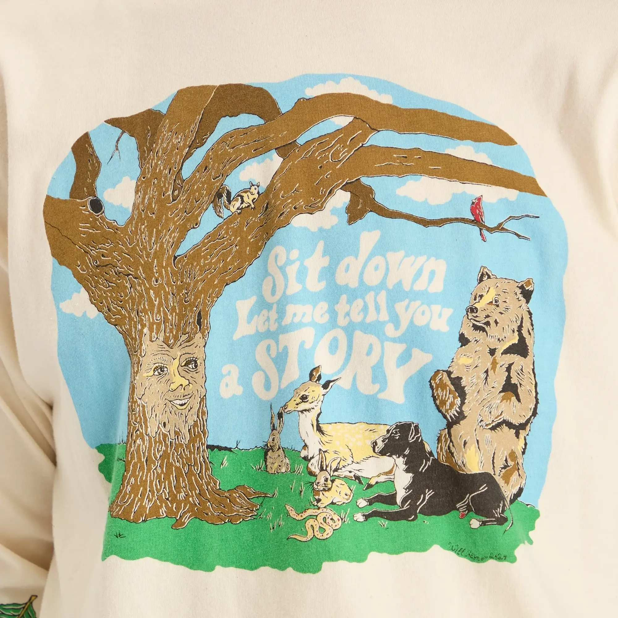 Story mfg. Men's Grateful Long Sleeve T-Shirt Ecru Tree Tales