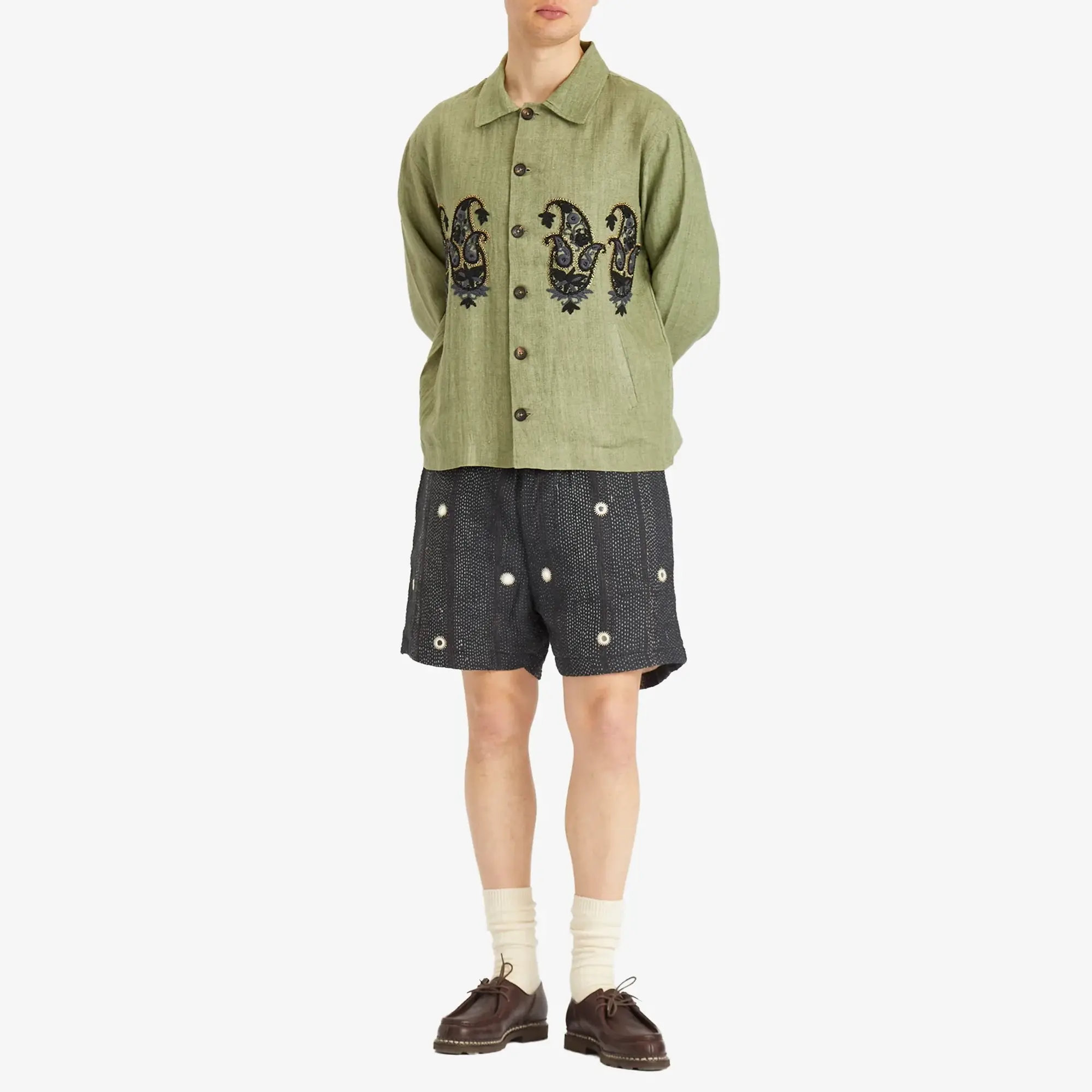 Kartik Research Men's Miror Embroidered Shorts Black/White