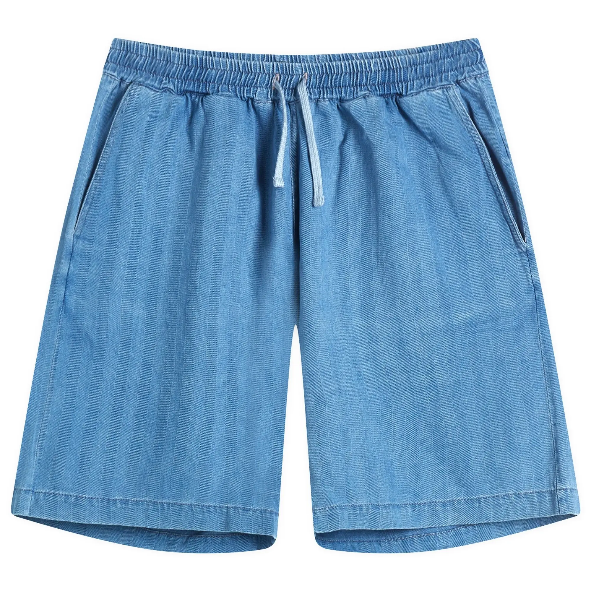 Universal Works Men's Herringbone Denim Simple Short Washed Indigo
