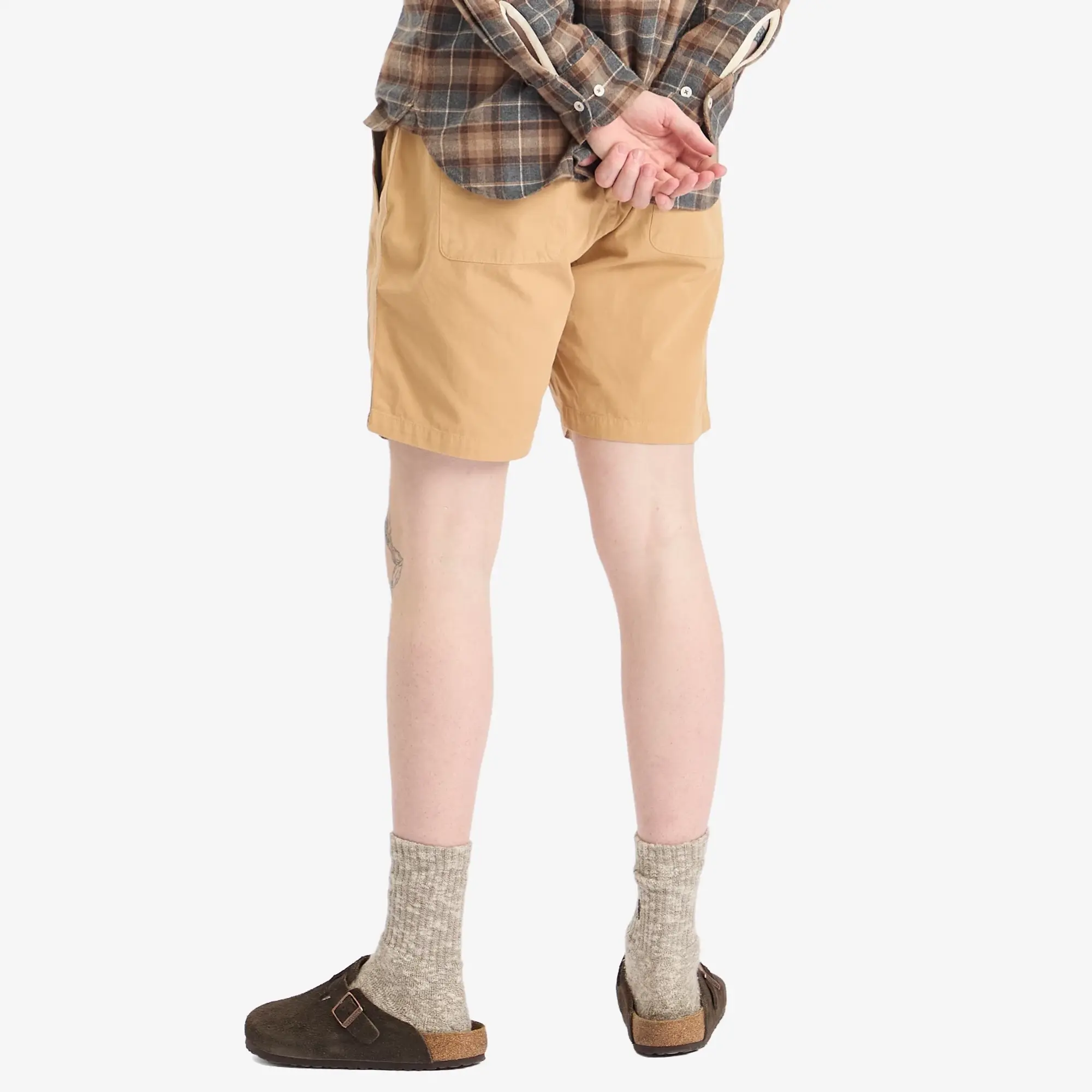 Universal Works Men's Summer Canvas Beach Short Dark Sand