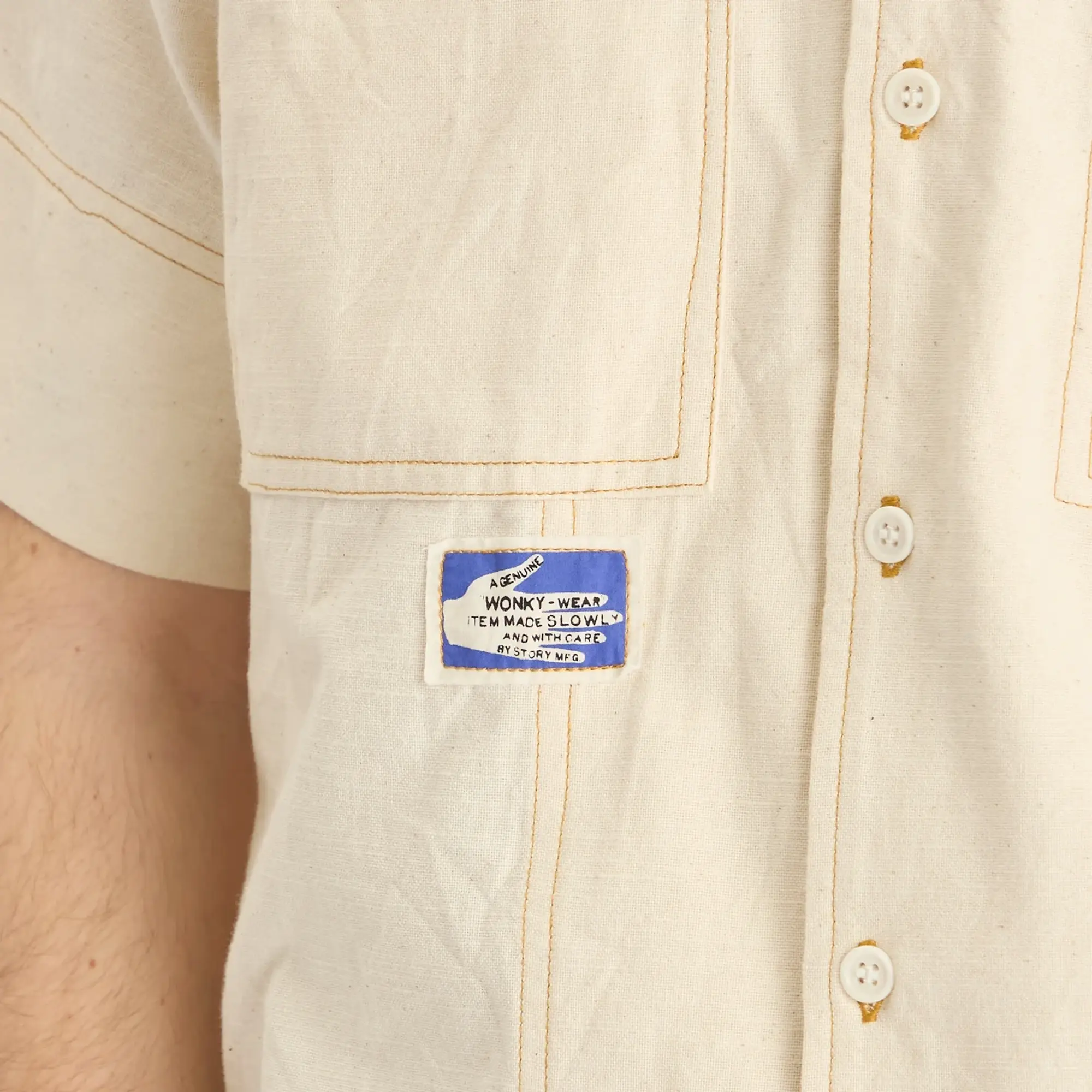 Story mfg. Men's Ecru Brake Shirt Jacket Ecru Wonky-Wear