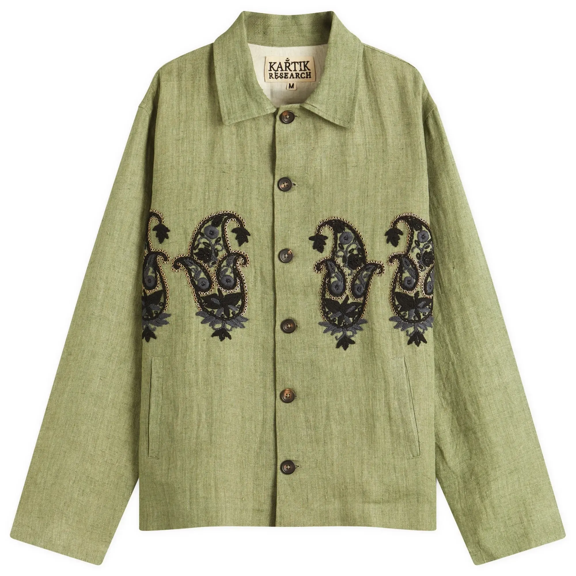 Kartik Research Men's Cropped Embroidered Jacket Green/Black