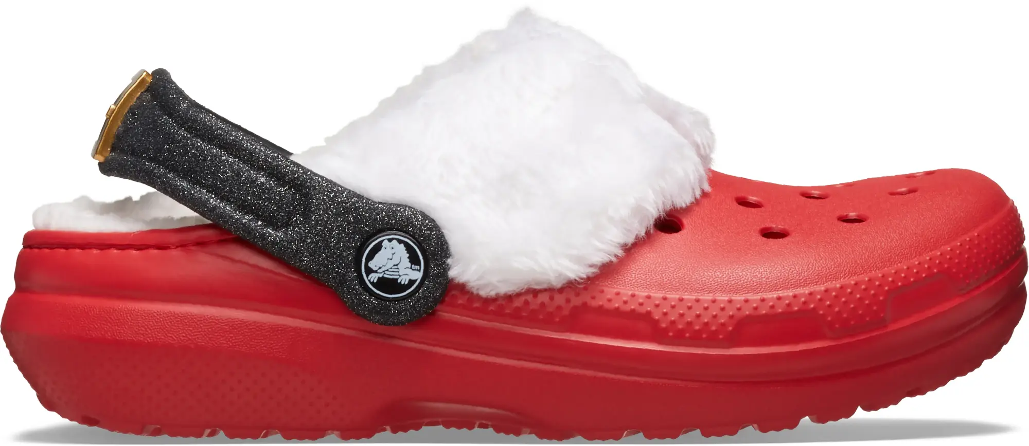 HO Soccer Crocs | Kids | Toddler Classic Lined Santa | Clogs | Varsity Red / Multi | C7