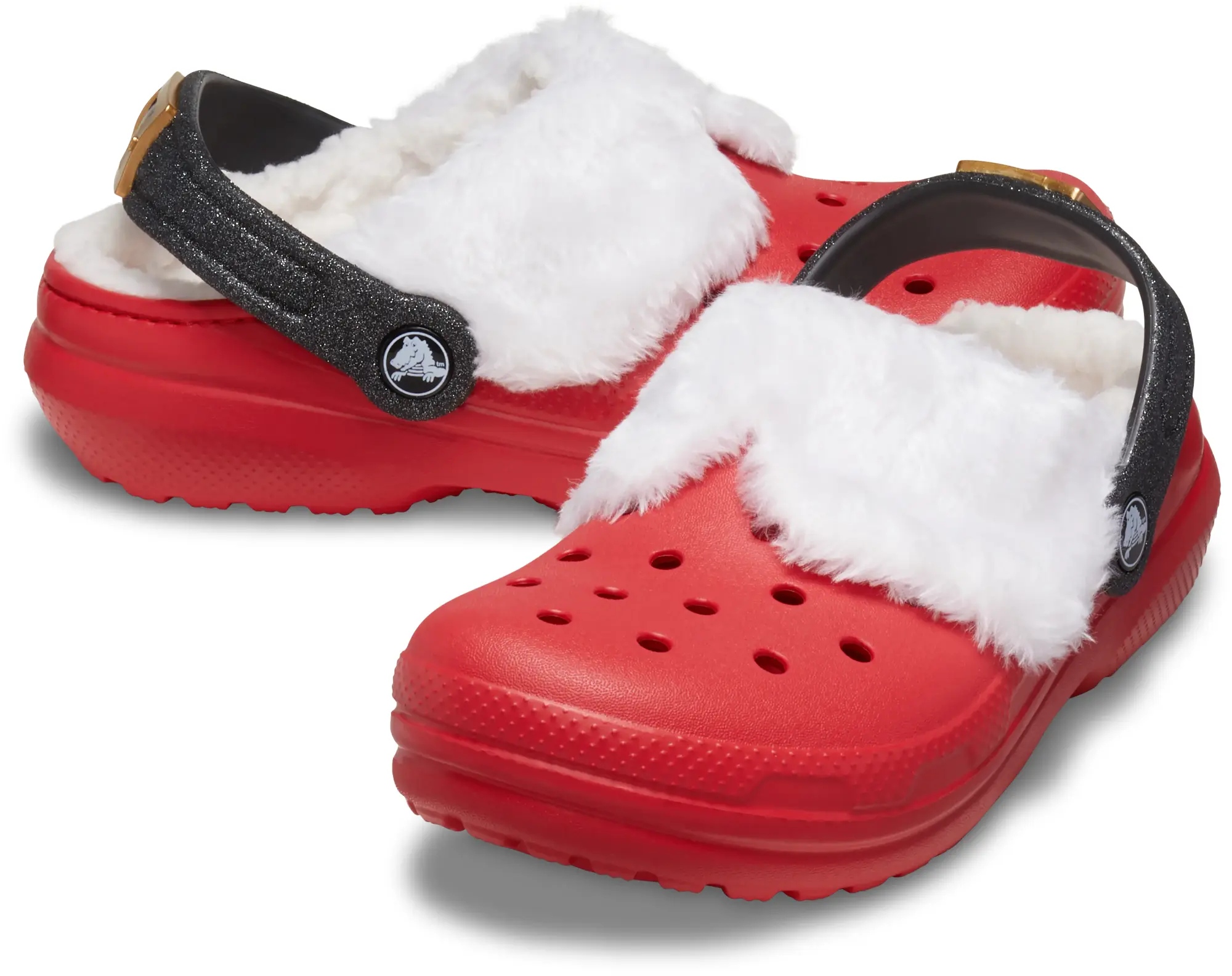 HO Soccer Crocs | Kids | Toddler Classic Lined Santa | Clogs | Varsity Red / Multi | C7