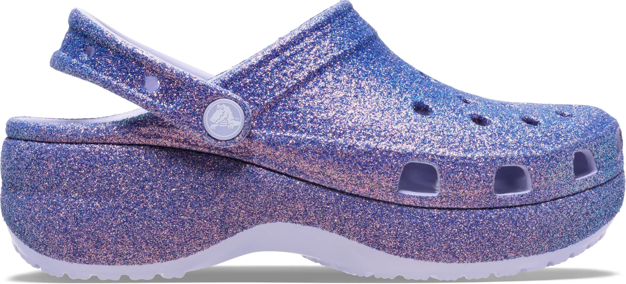 Crocs | Women | Classic Platform Iridescent Glitter | Clogs | Purple Moon | 9