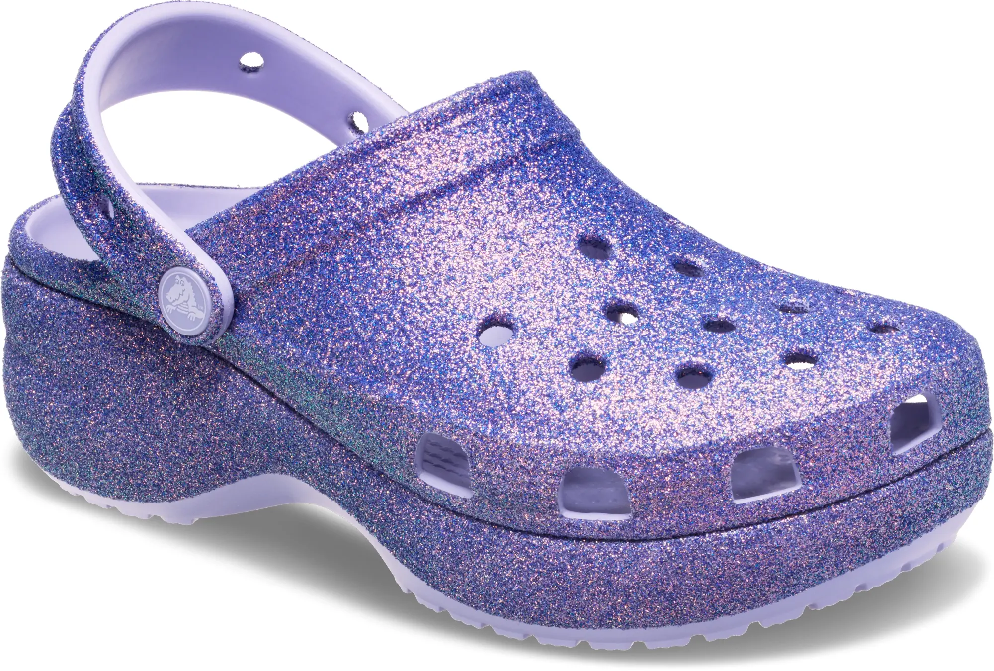 Crocs | Women | Classic Platform Iridescent Glitter | Clogs | Purple Moon | 9