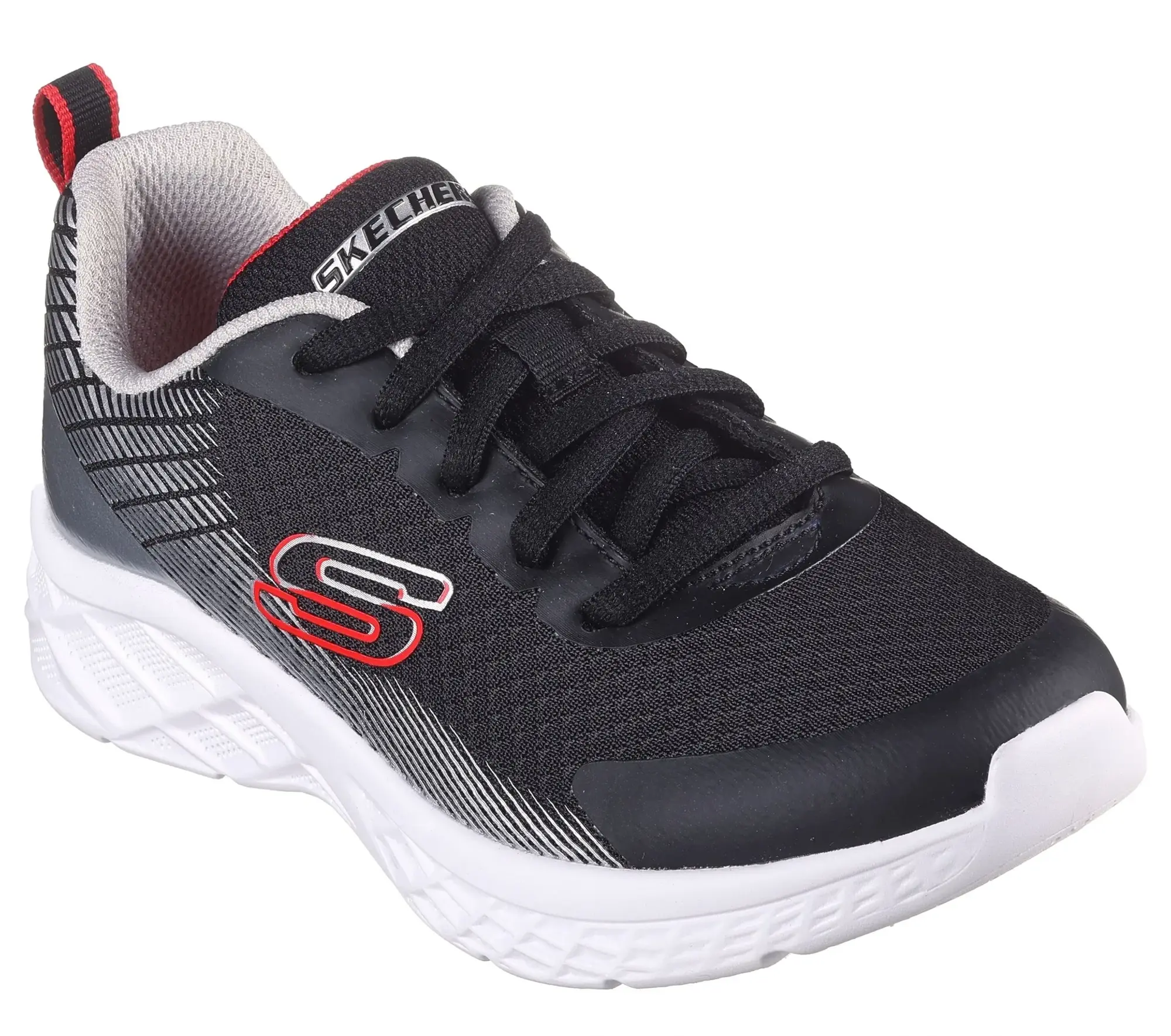 Skechers Boy's Microspec II - Vovrix Sneaker in Black/Red