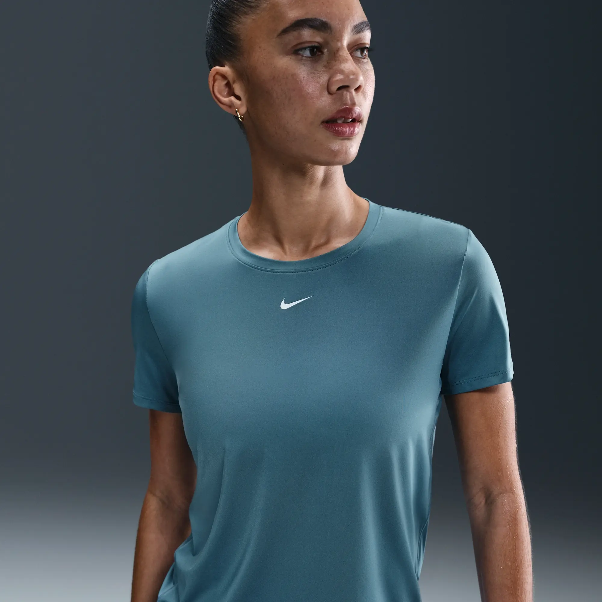 Nike One Classic Women's Dri-FIT Short-Sleeve Top - Blue - Sustainable Materials