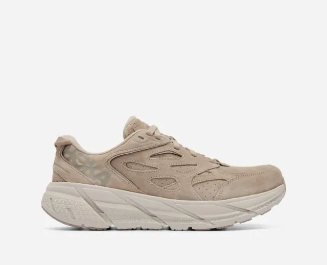 Hoka One One HOKA Clifton L Suede Walking Shoes in Simply Taupe
