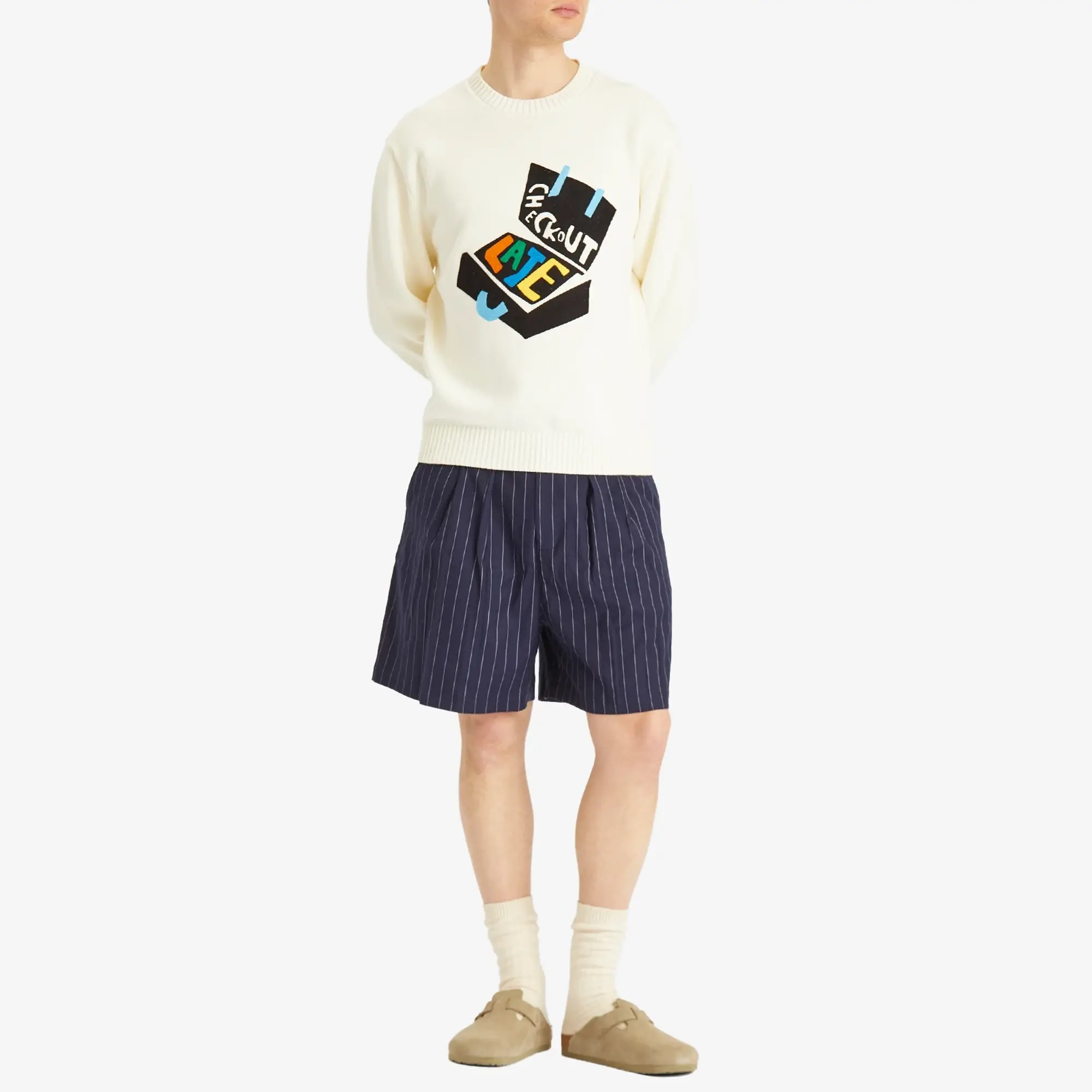 Late Checkout Men's Suitcase Jumper White