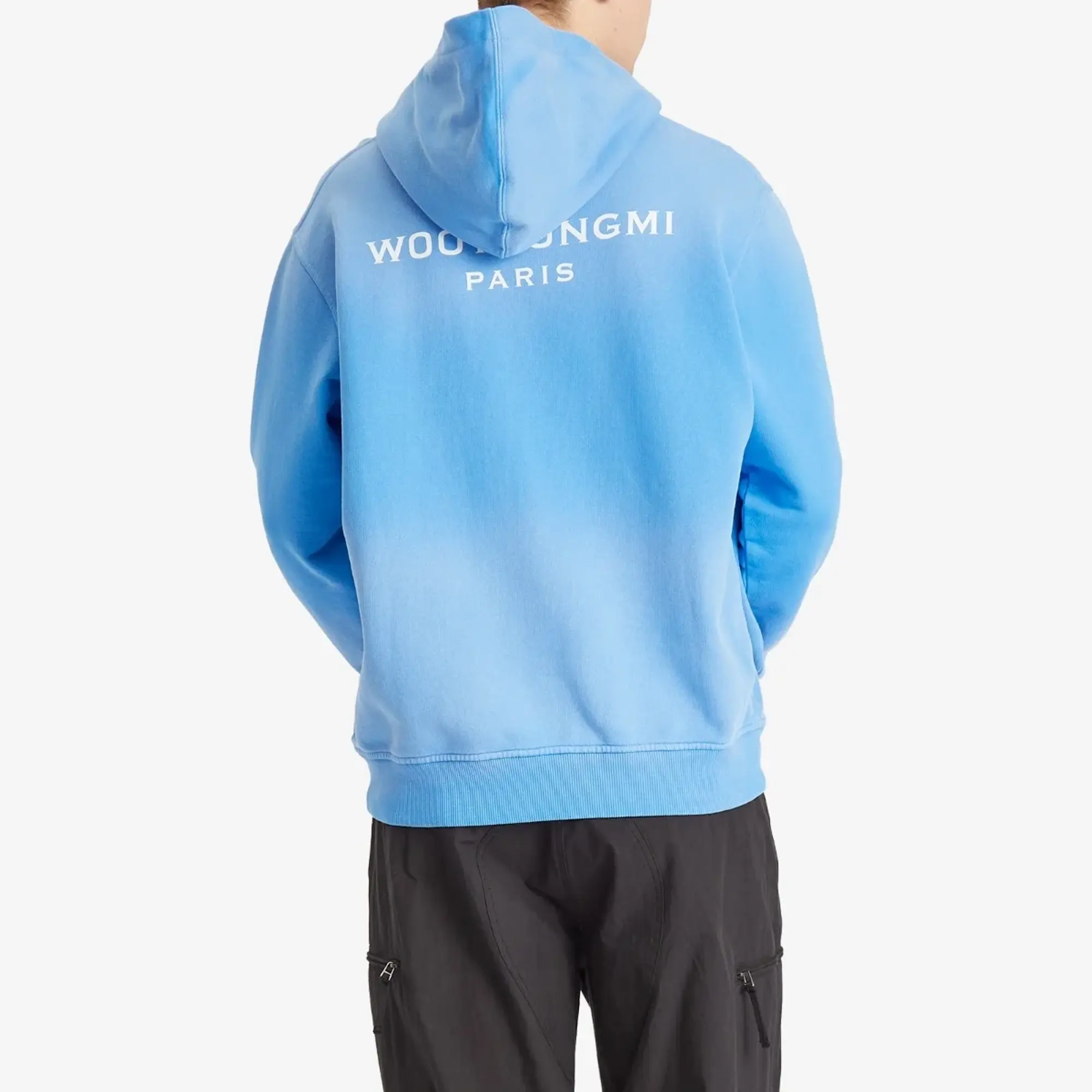 Wooyoungmi Men's Washed Back Logo Hoodie Blue