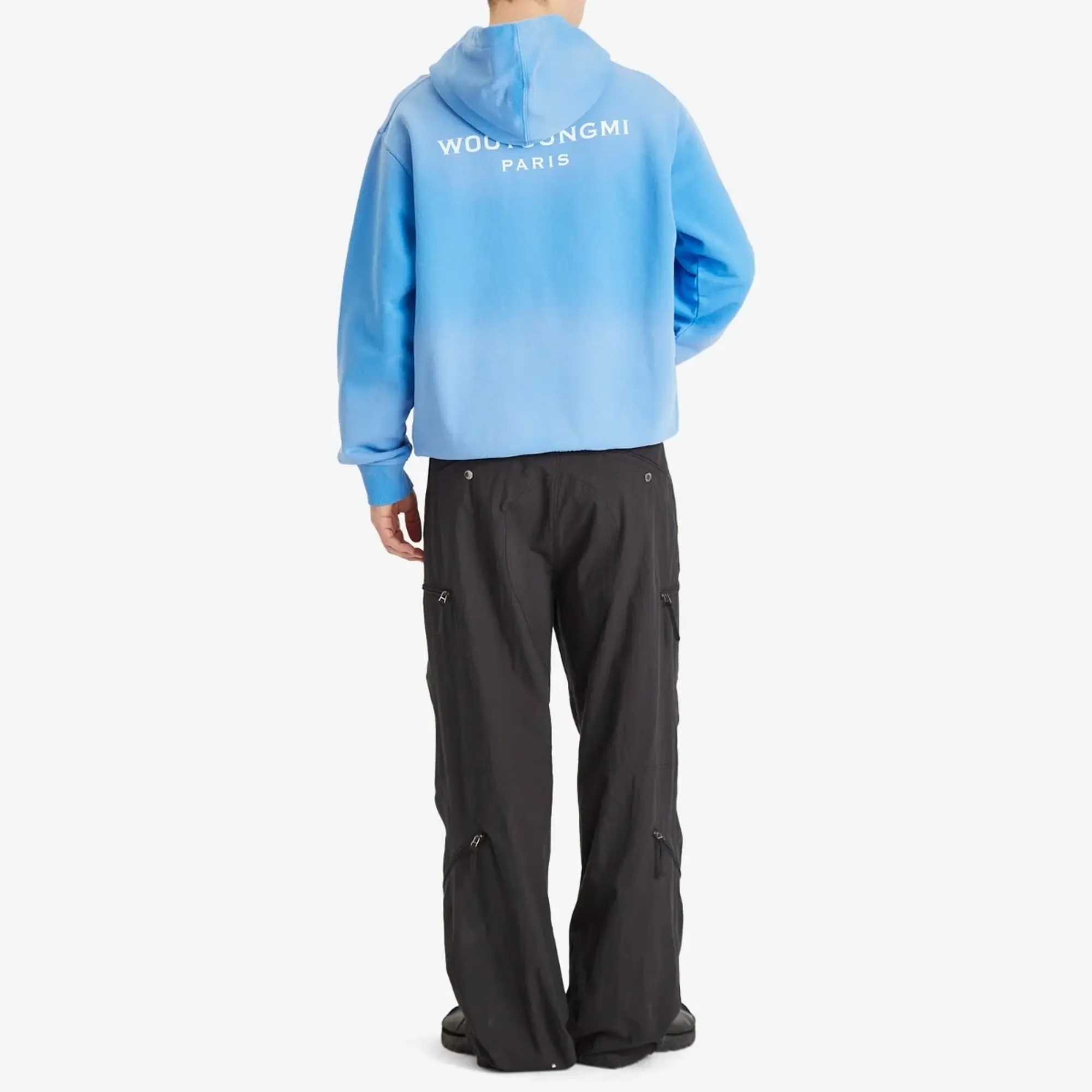 Wooyoungmi Men's Washed Back Logo Hoodie Blue