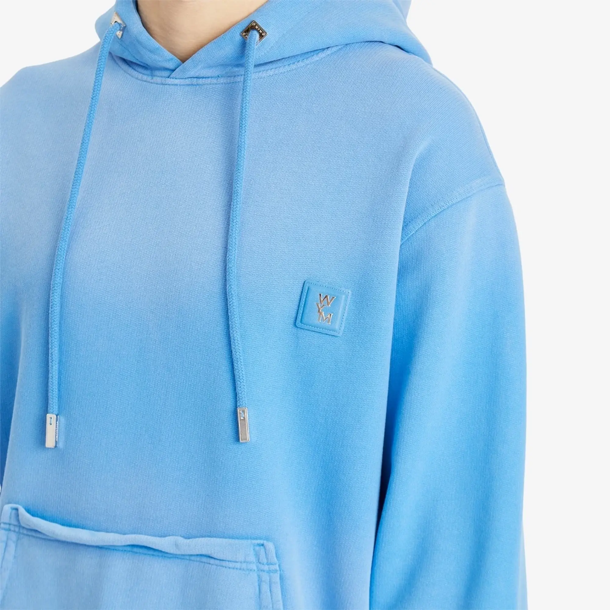 Wooyoungmi Men's Washed Back Logo Hoodie Blue