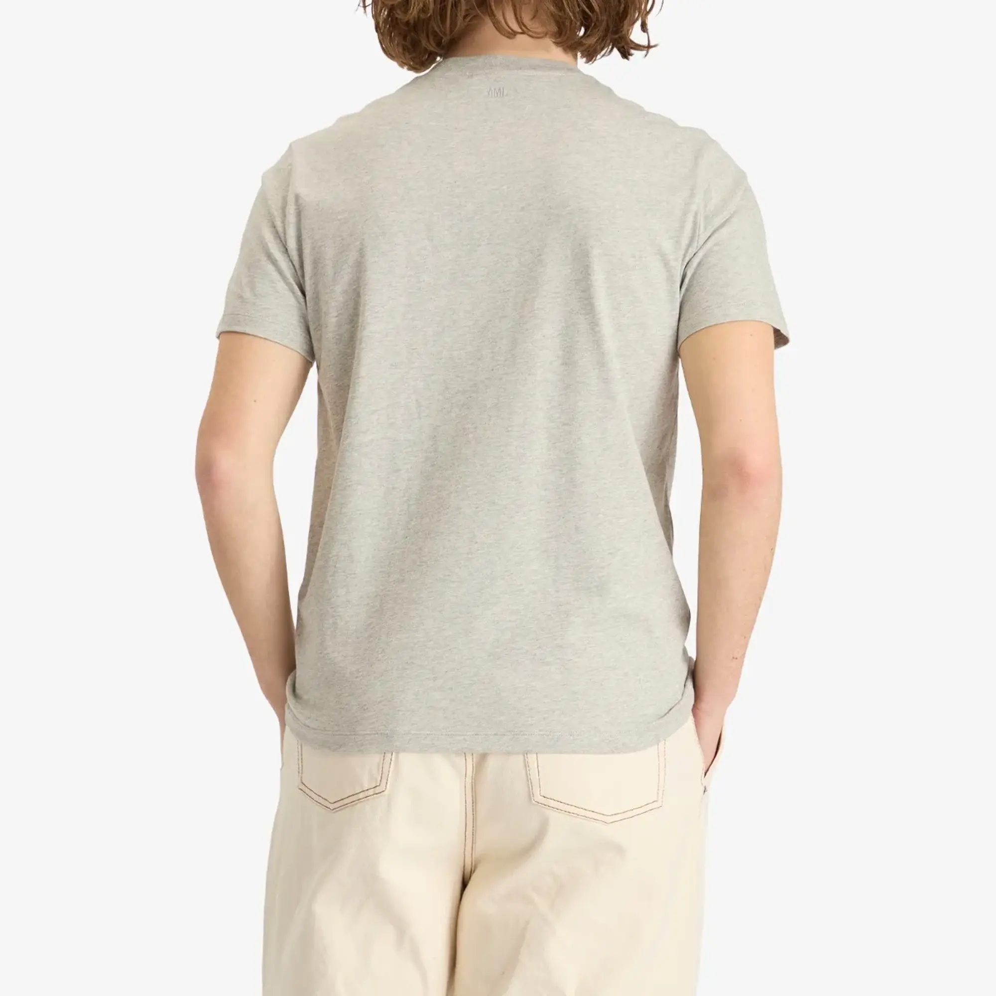 AMI Paris Men's Small Red ADC Classic T-Shirt Heather Ash Grey