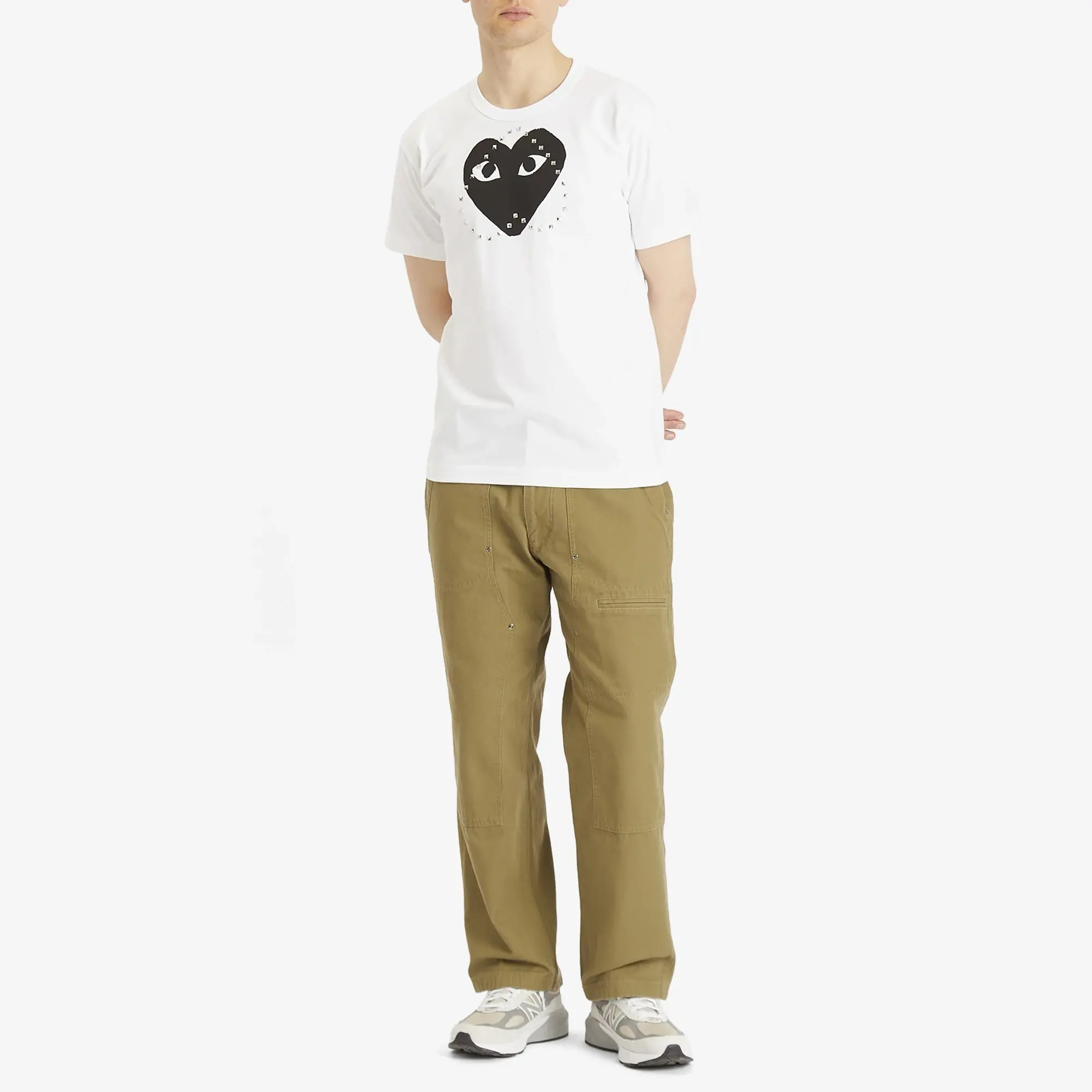Comme des Garçons Play Men's Studded Large Heart T-Shirt White/Black