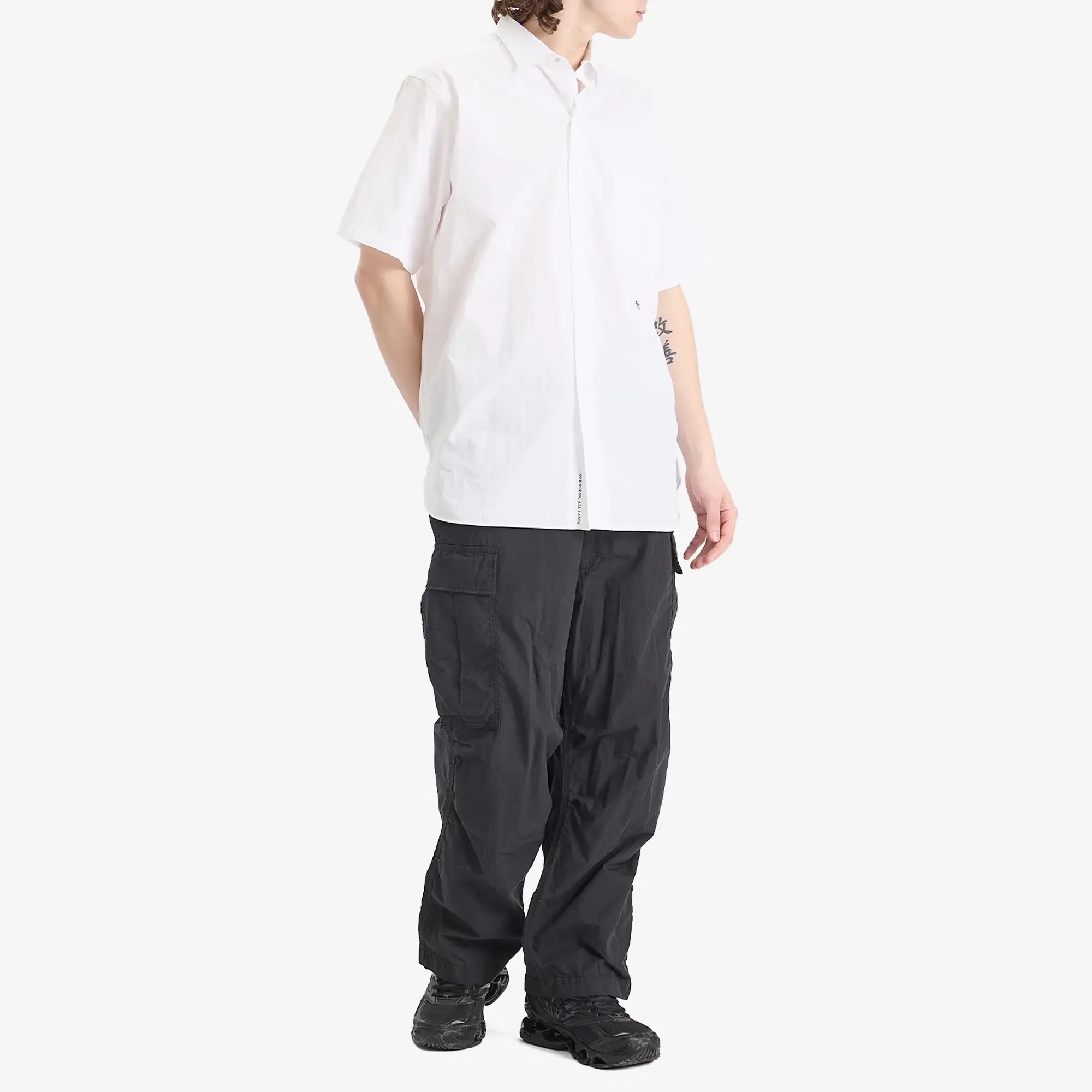 Nanamica Men's Regular Collar Wind Short Sleeve Shirt Off White