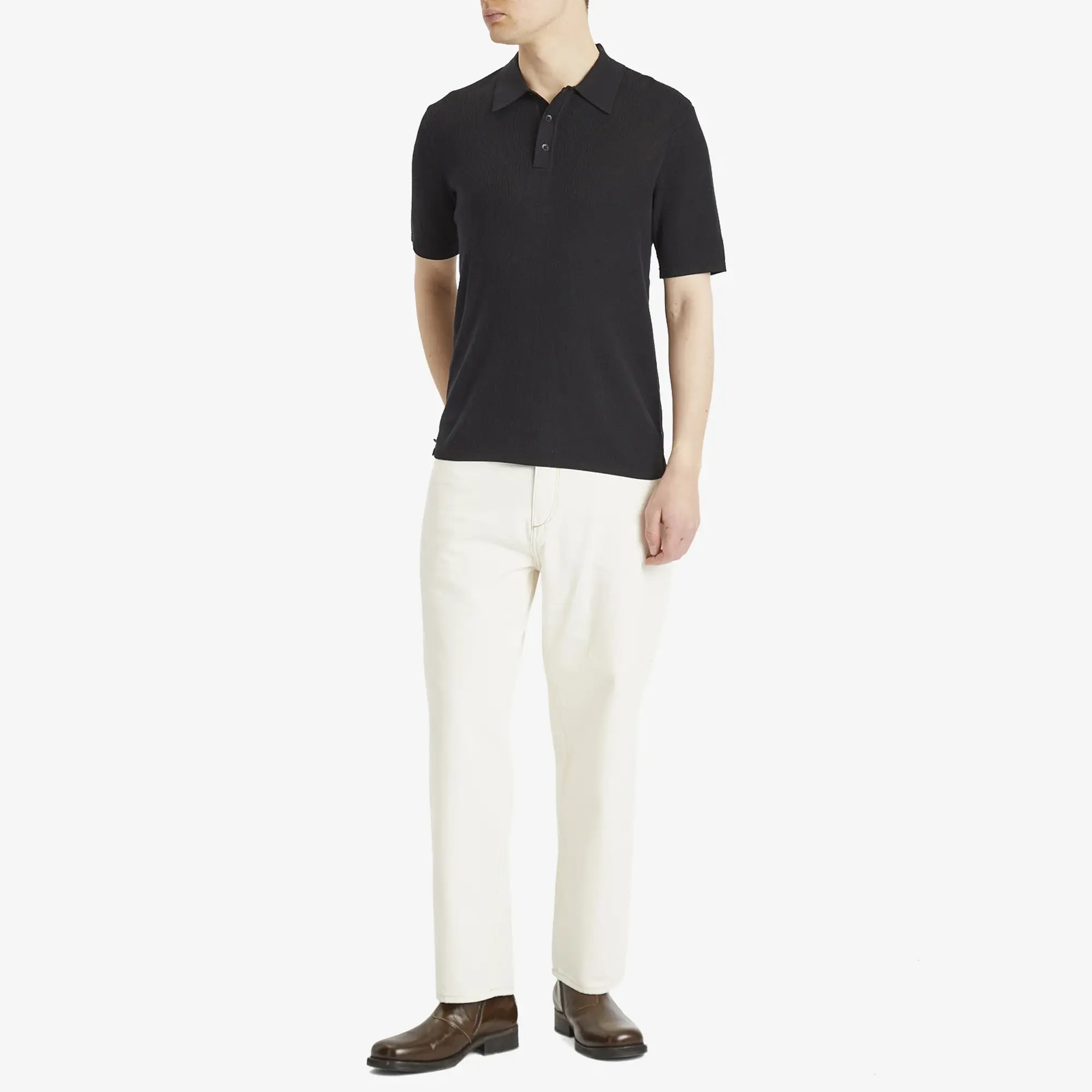 Rag & Bone Men's Harvey Knit Polo Shirt Black