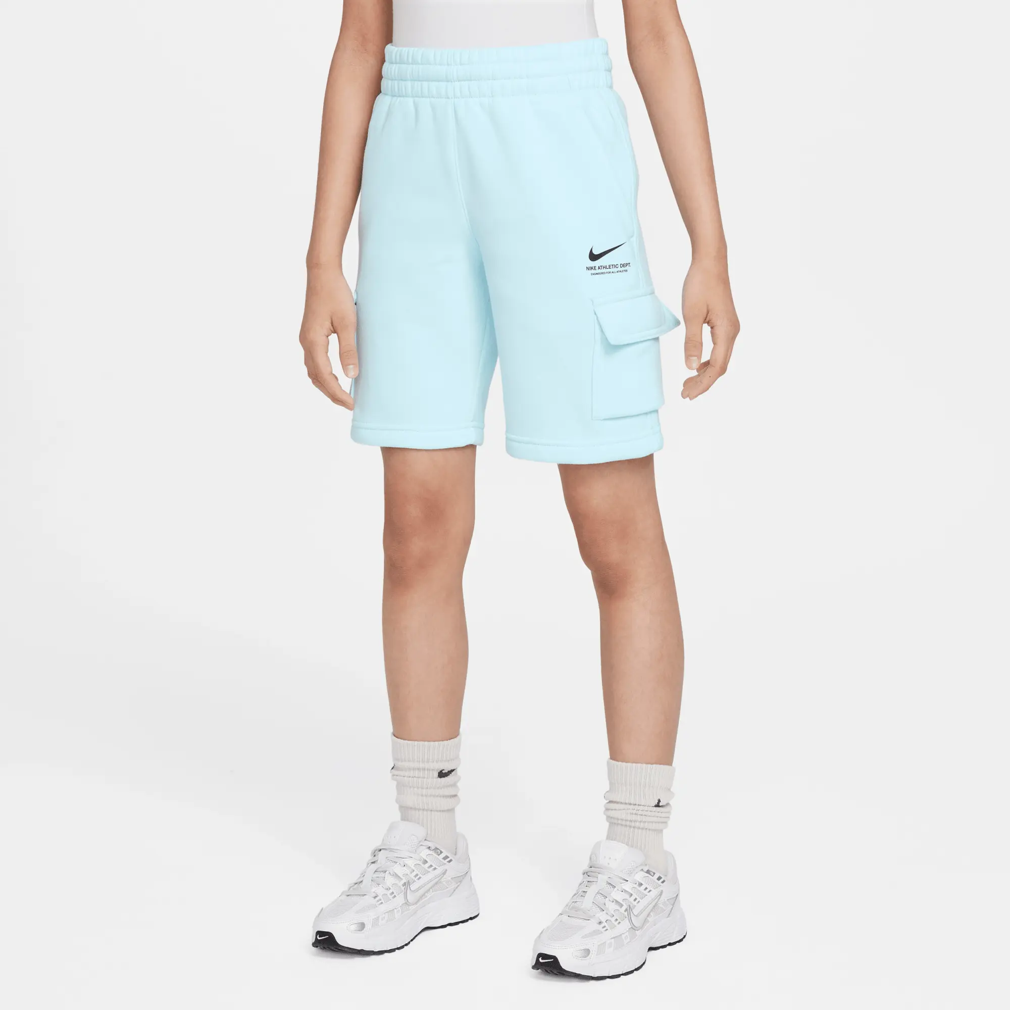 Nike Sportswear Older Kids' (Boys') Fleece Cargo Shorts - Blue - Cotton/Polyester