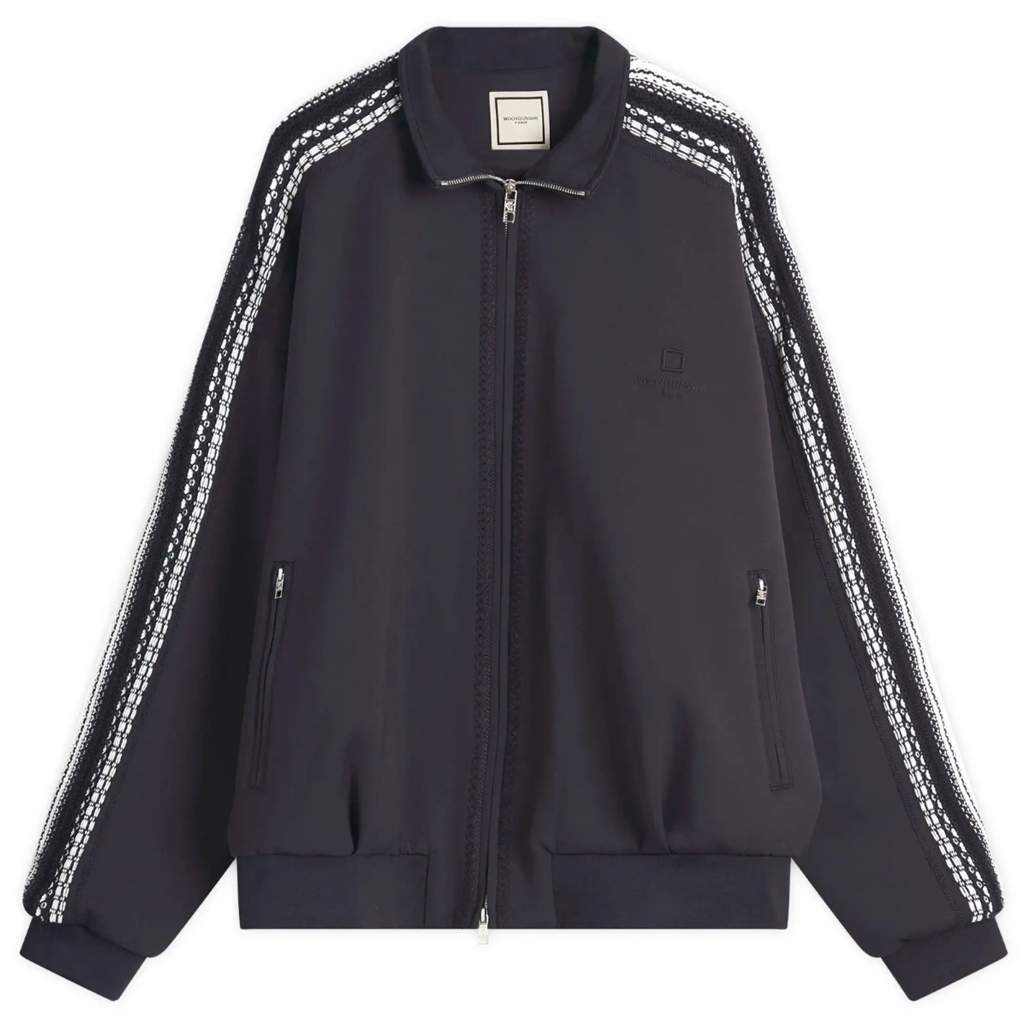 Wooyoungmi Men's Crochet Tape Track Jacket Navy