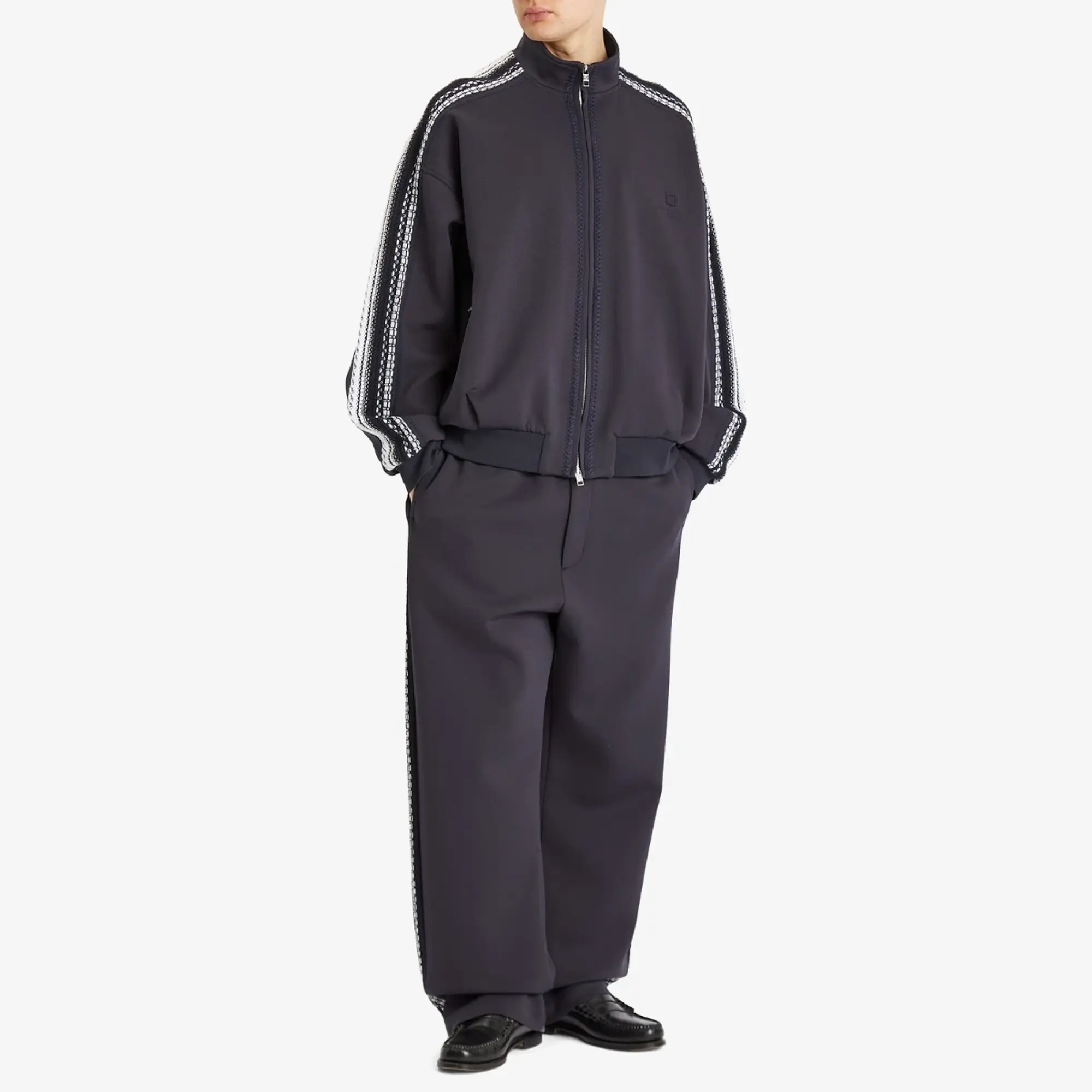 Wooyoungmi Men's Crochet Tape Track Jacket Navy