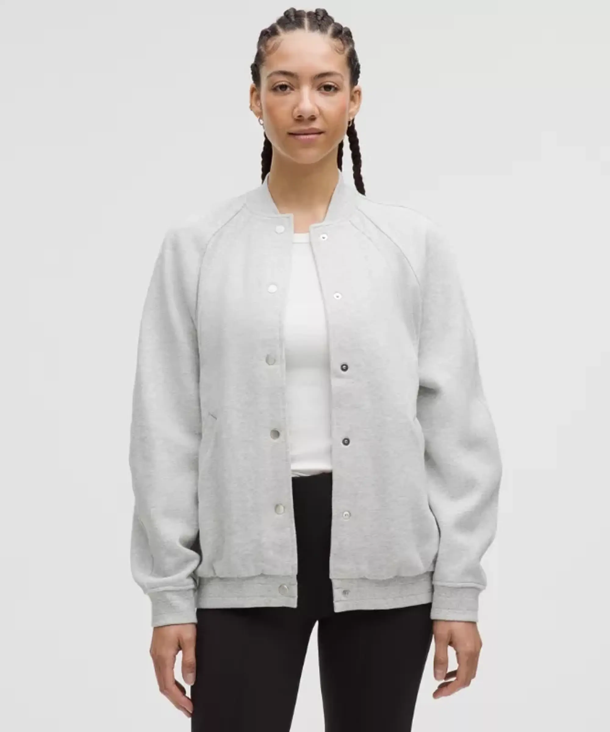 lululemon IE lululemon – Women's Scuba Oversized Collegiate Jacket – Color Light Grey/Grey – Size XS/S