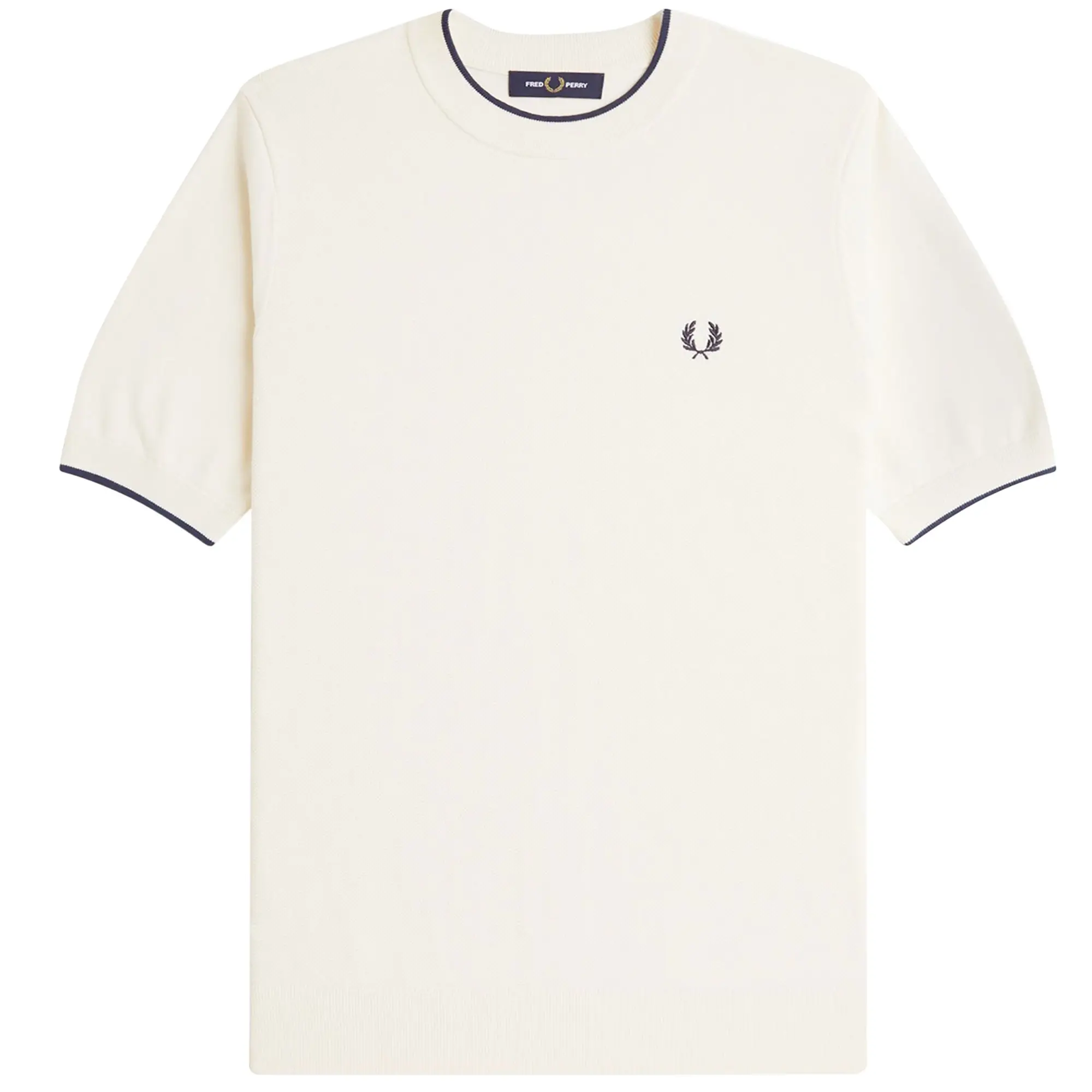 Fred Perry Texture Front Knitted T-Shirt - Ecru