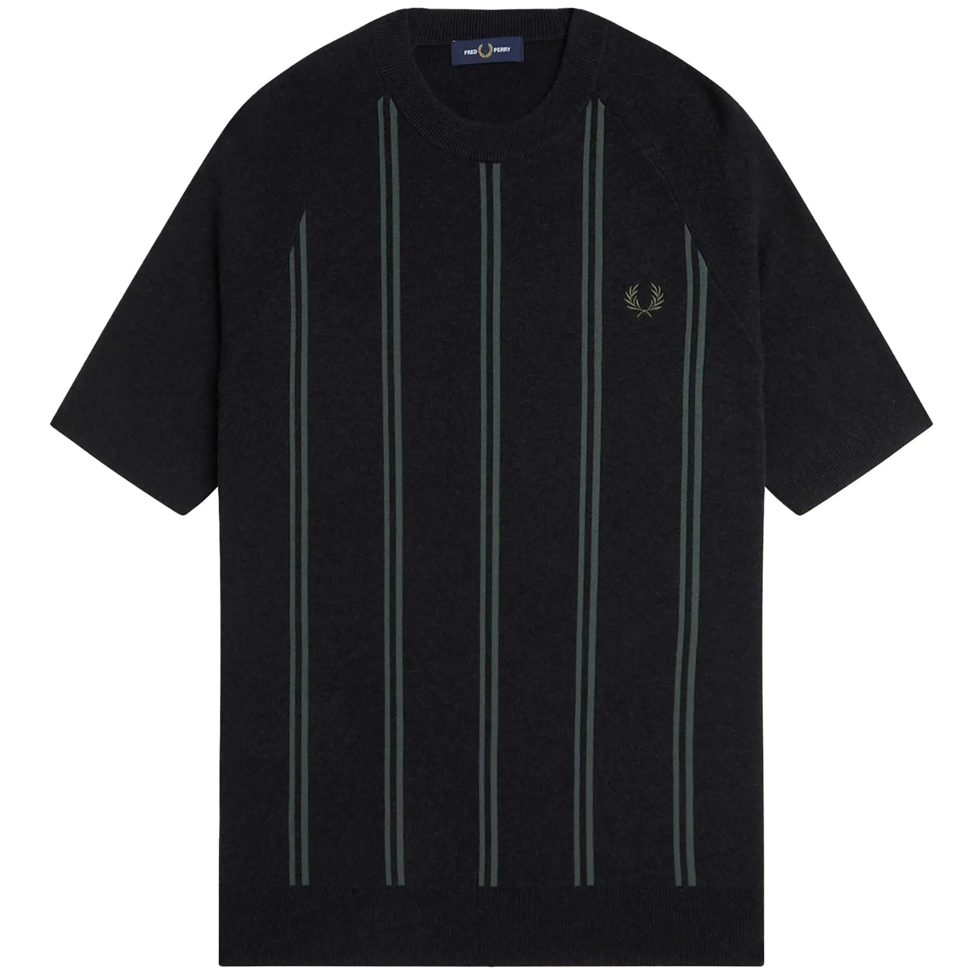 Fred Perry Striped Knitted T-Shirt - Black