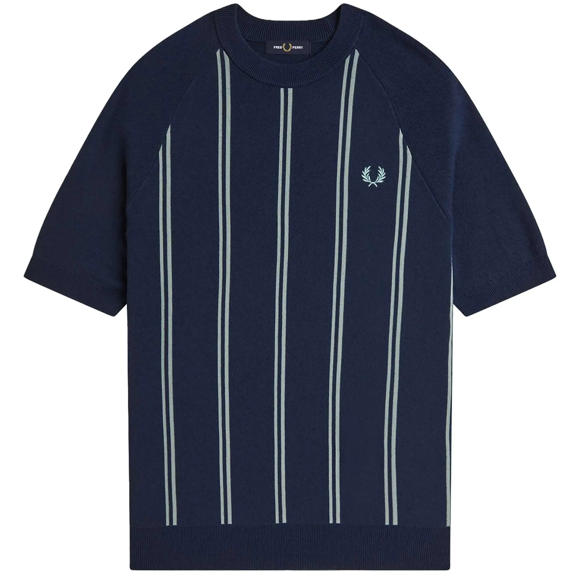 Fred Perry Striped Knitted T-Shirt - Tennis Blue