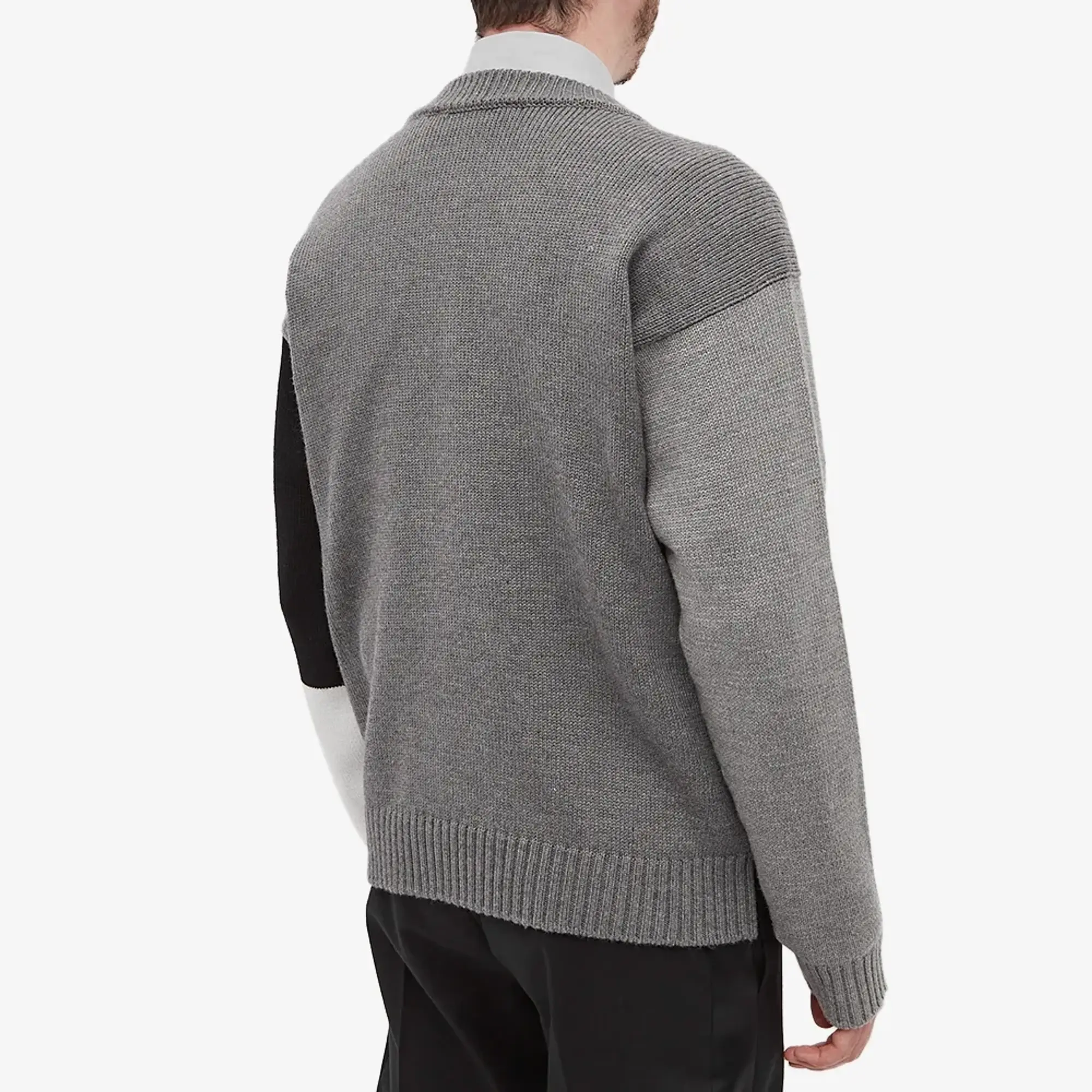 Versace Men's Patchwork Logo Crew Knit Grey/Black