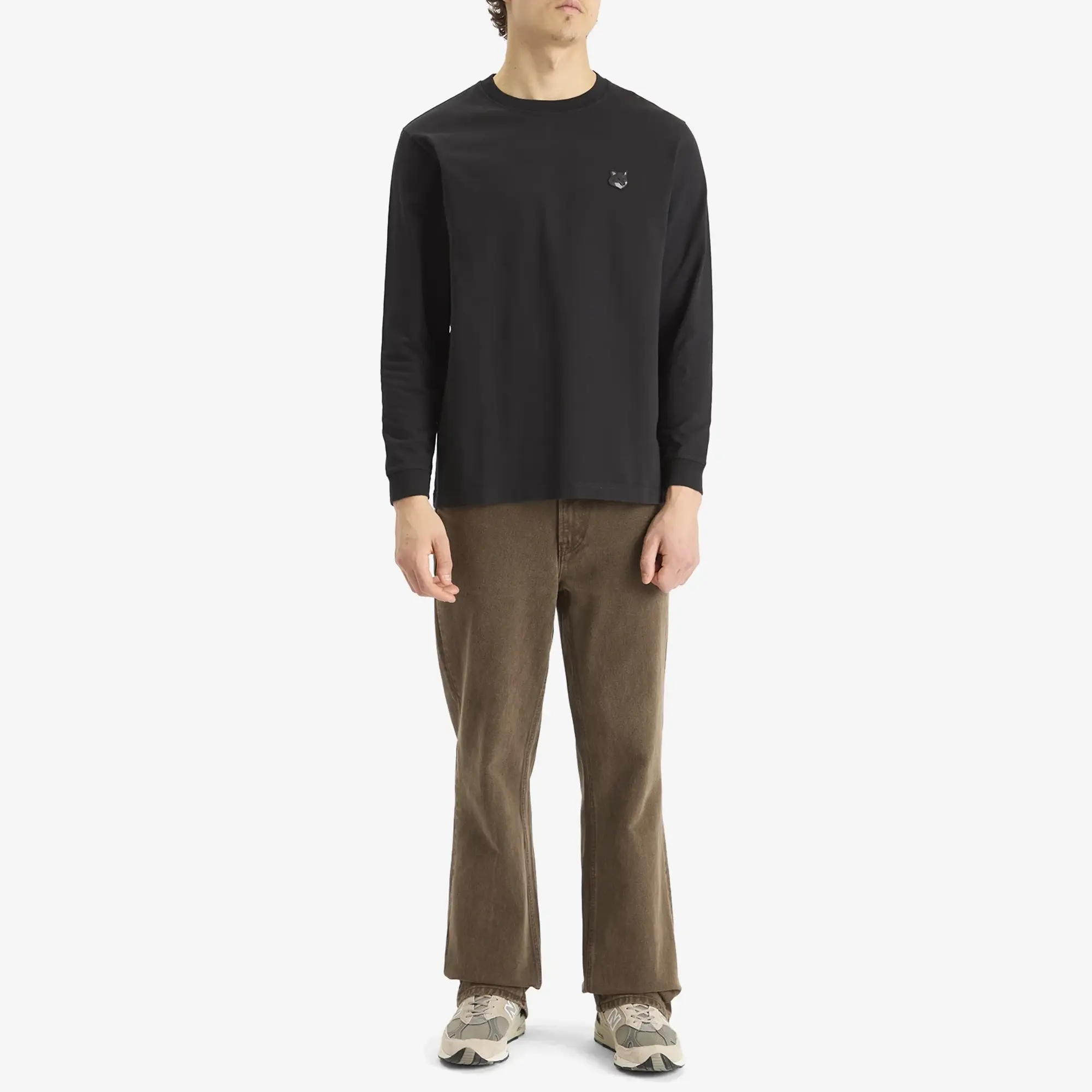 Maison Kitsuné Maison Kitsune Bold Fox Head Patch Comfort Long Sleeve T-Shi Black