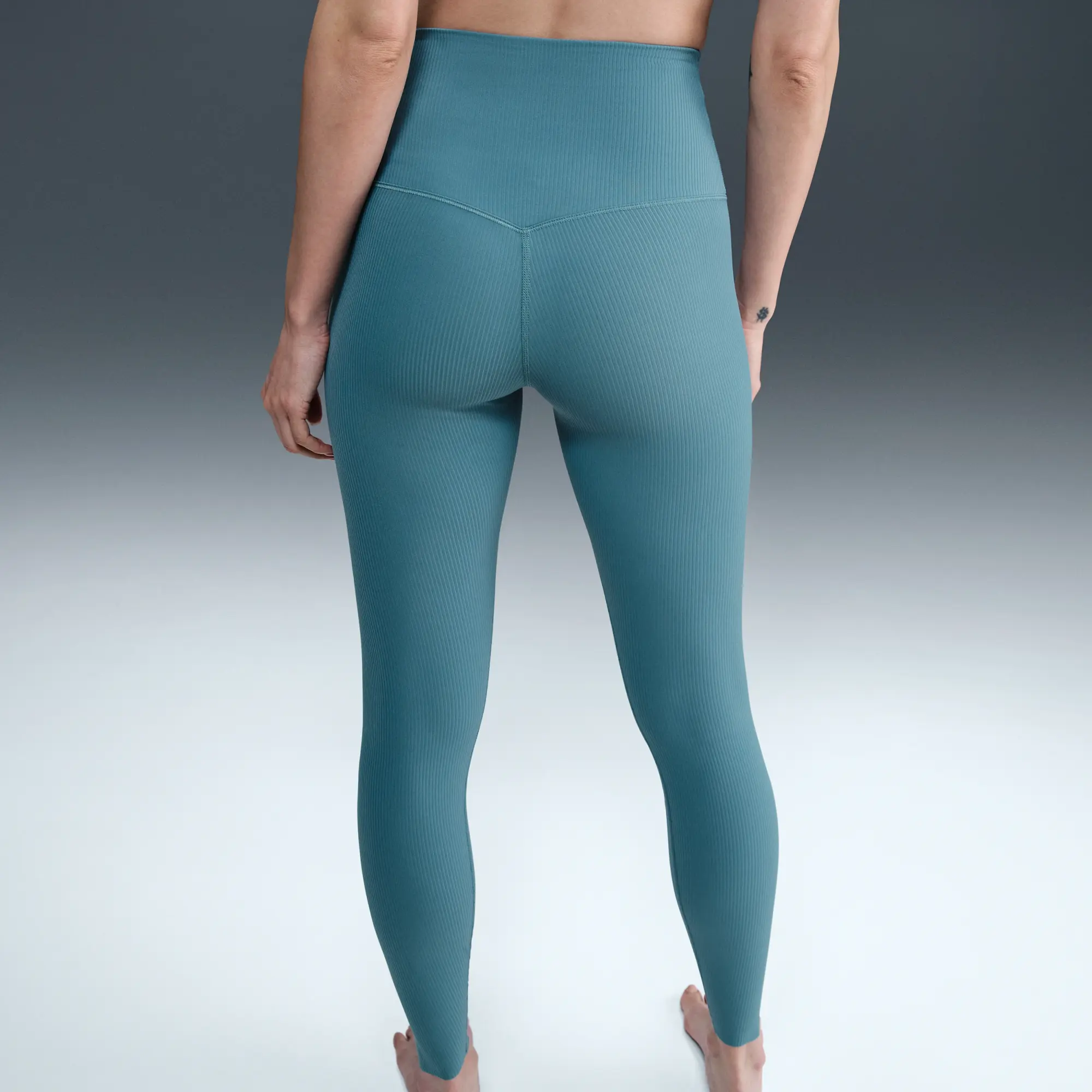 Nike Zenvy Rib Women's Gentle-Support High-Waisted 7/8 Leggings - Blue - Nylon/Elastane