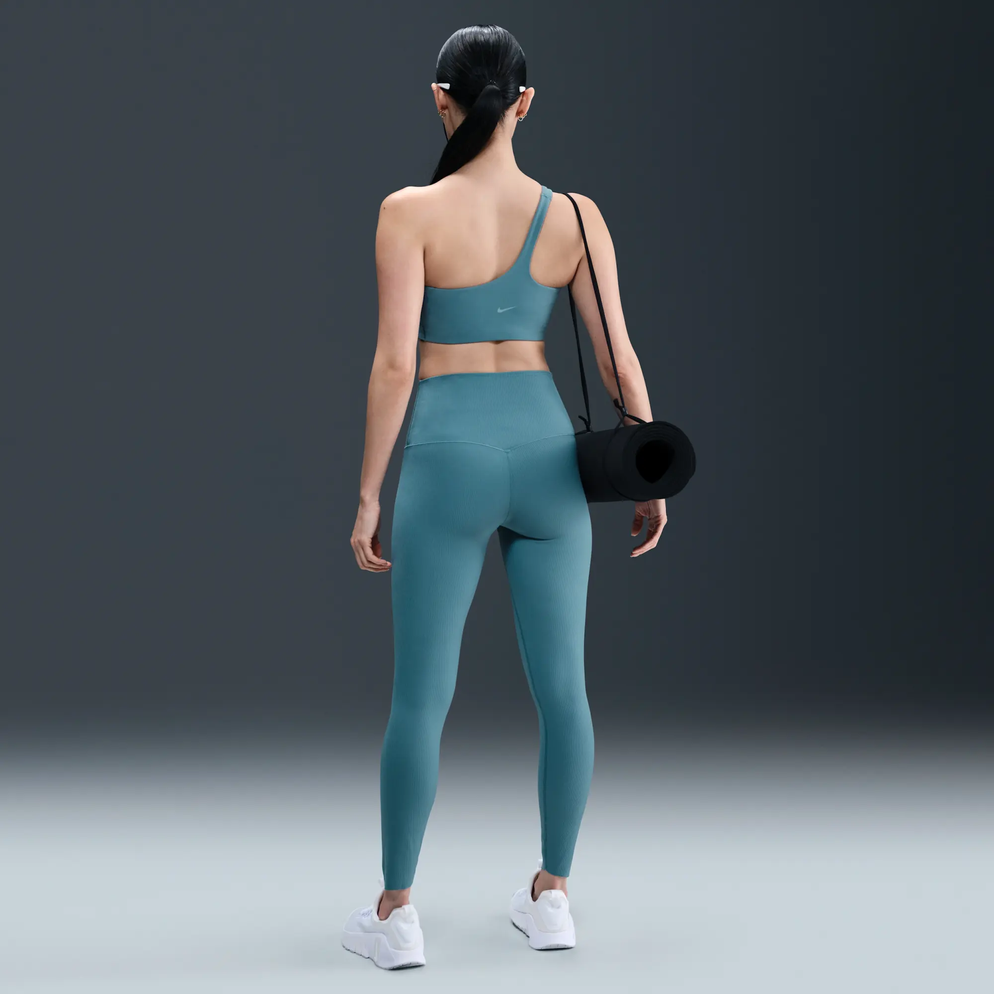 Nike Zenvy Rib Women's Gentle-Support High-Waisted 7/8 Leggings - Blue - Nylon/Elastane