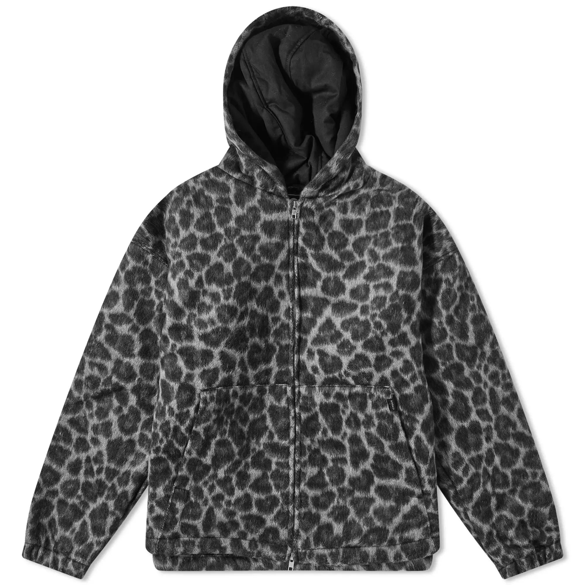 Edwin Men's Daimon Hooded Jacket Lined Black/ White Leopard
