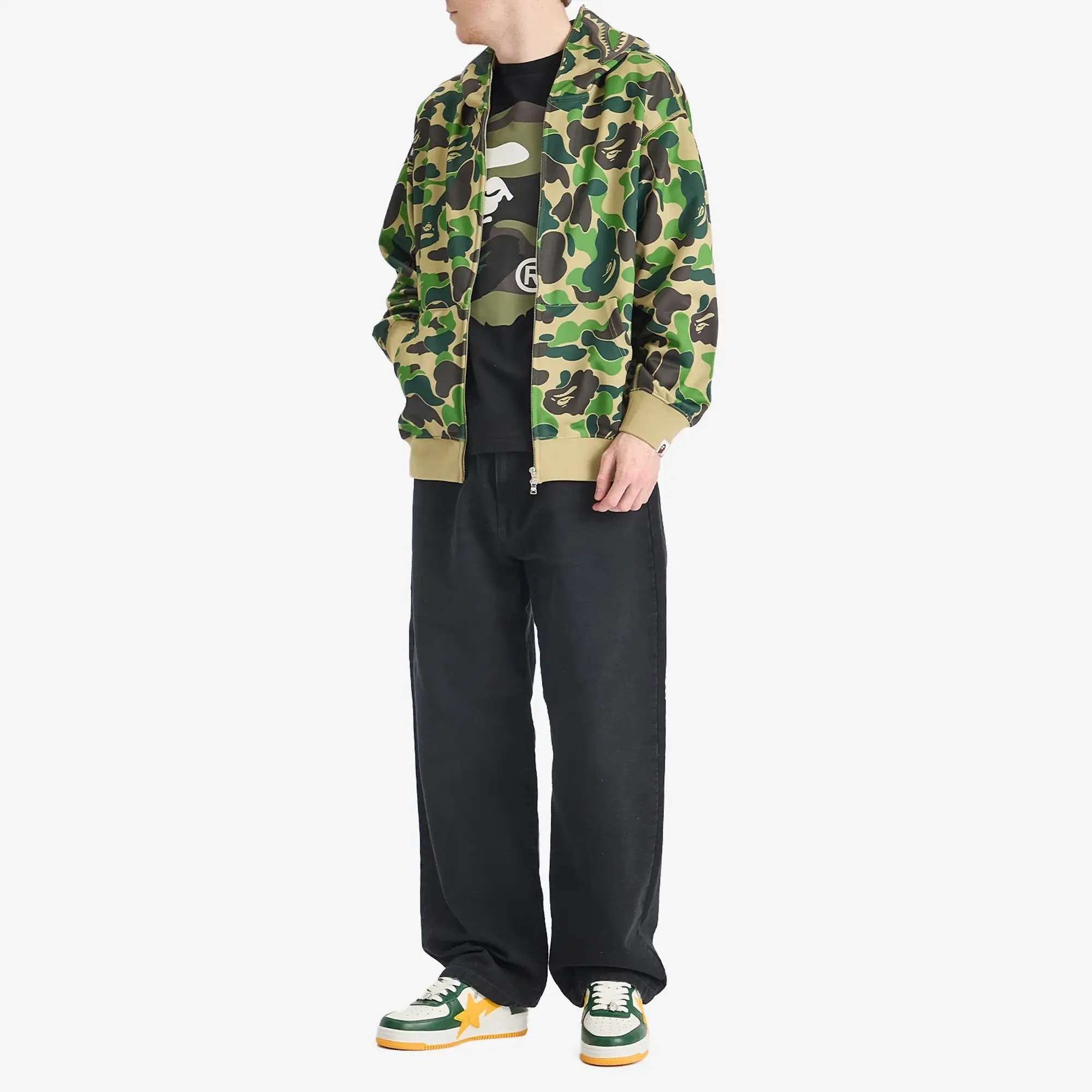 A Bathing Ape Men's Giant 1St Camo Big Ape Head Tee Black X Green