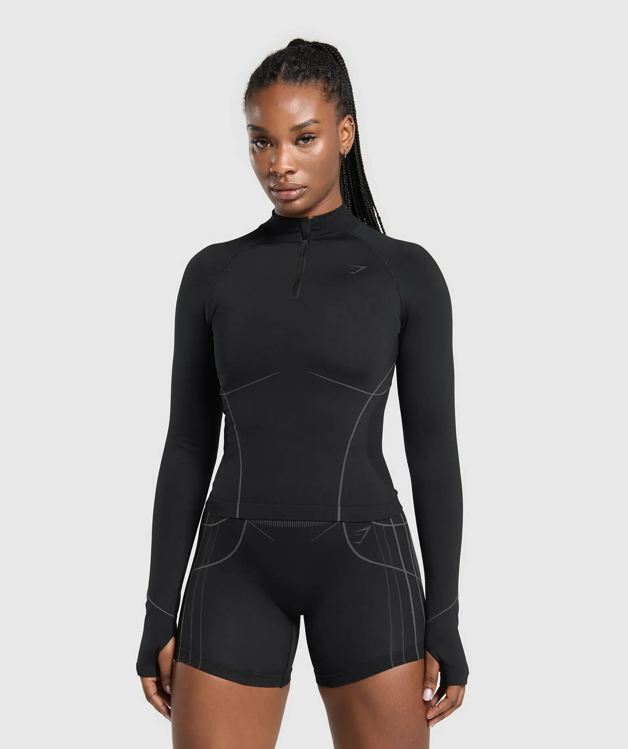 Gymshark Apex Seamless 1/4 Zip Pullover - Black/Graphite Grey
