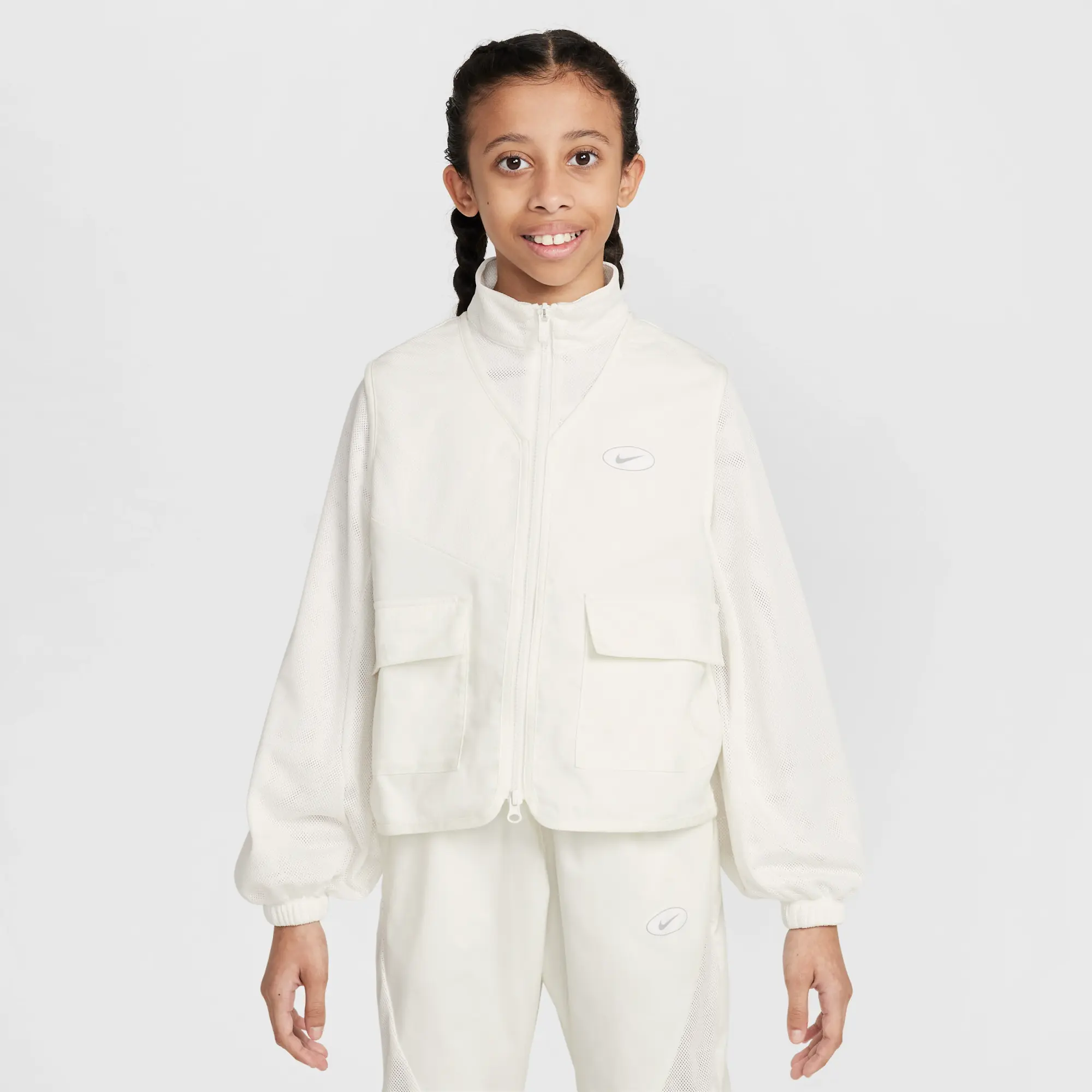 Nike Sportswear Girls' Jacket - White - Cotton/Polyester/Elastane